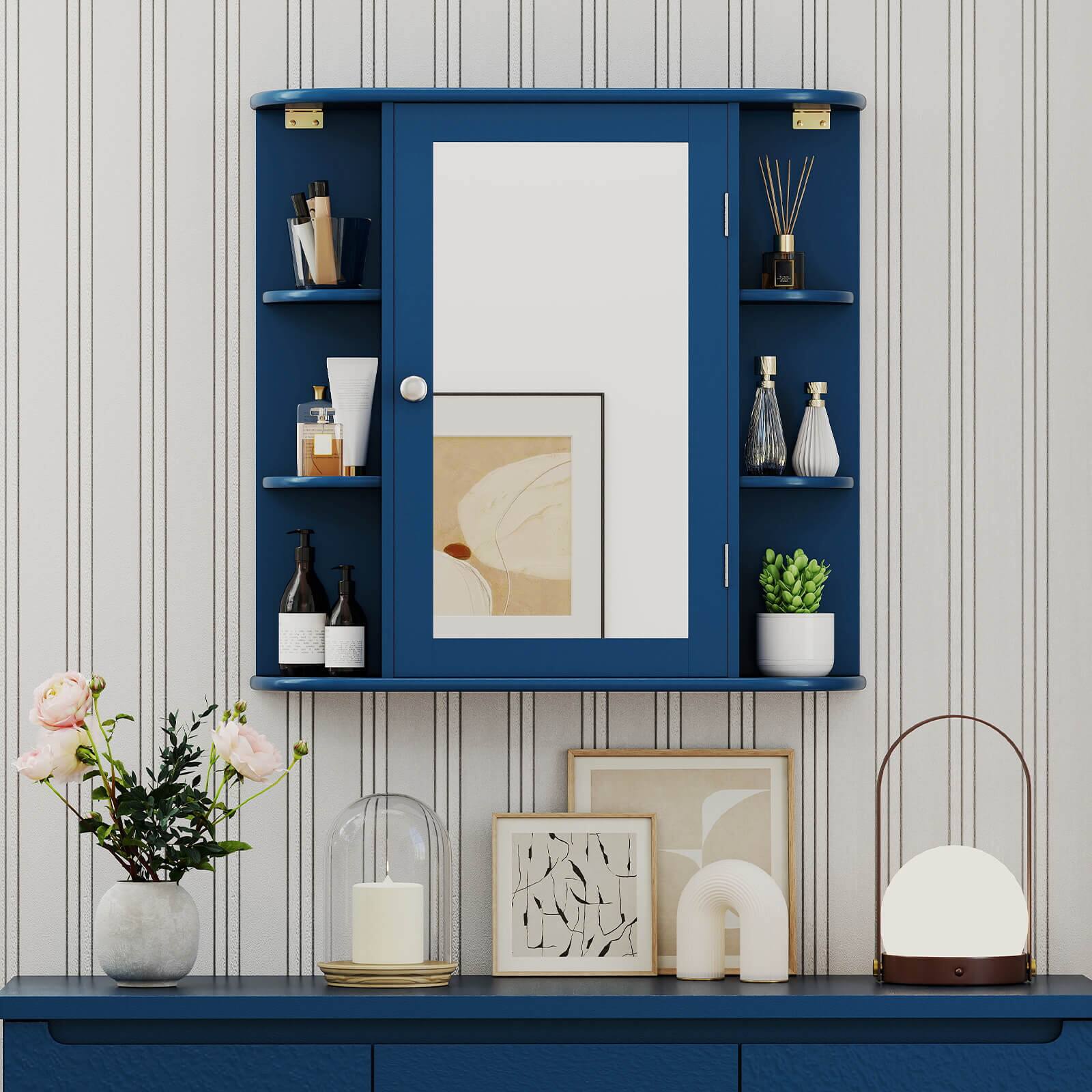 Alt View 4. Costway - Costway Multipurpose Mount Wall Surface Bathroom Storage Cabinet Mirror - Blue.