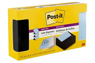 Post-it
Super Sticky
Note Dispenser
Distributeur de feuilles
2x Sticking Power
2x L'Adhérence
3M
Contient 35 feuilles de 90 notes
Chaque note : 35 mm x 76 mm