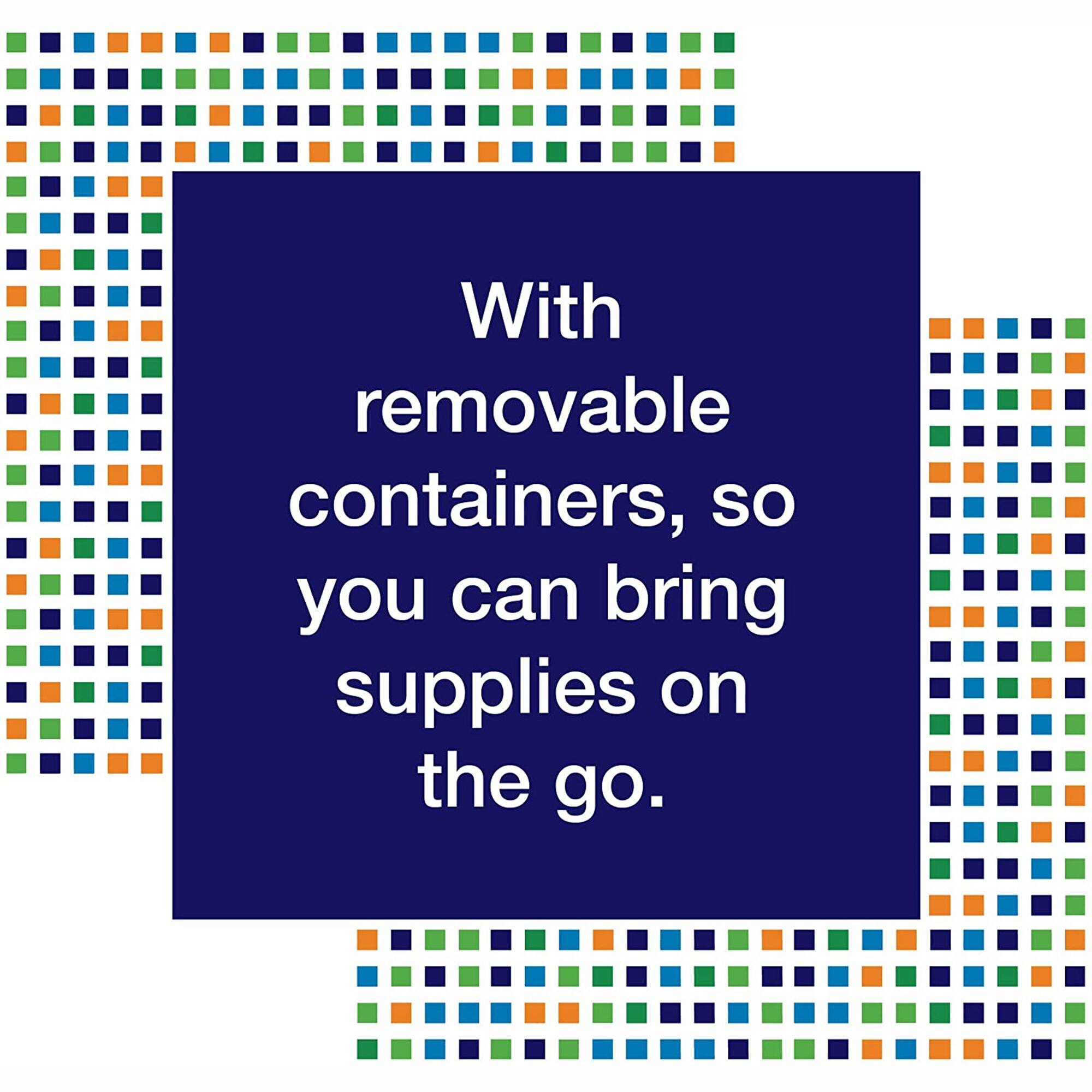 With removable containers, so you can bring supplies on the go.