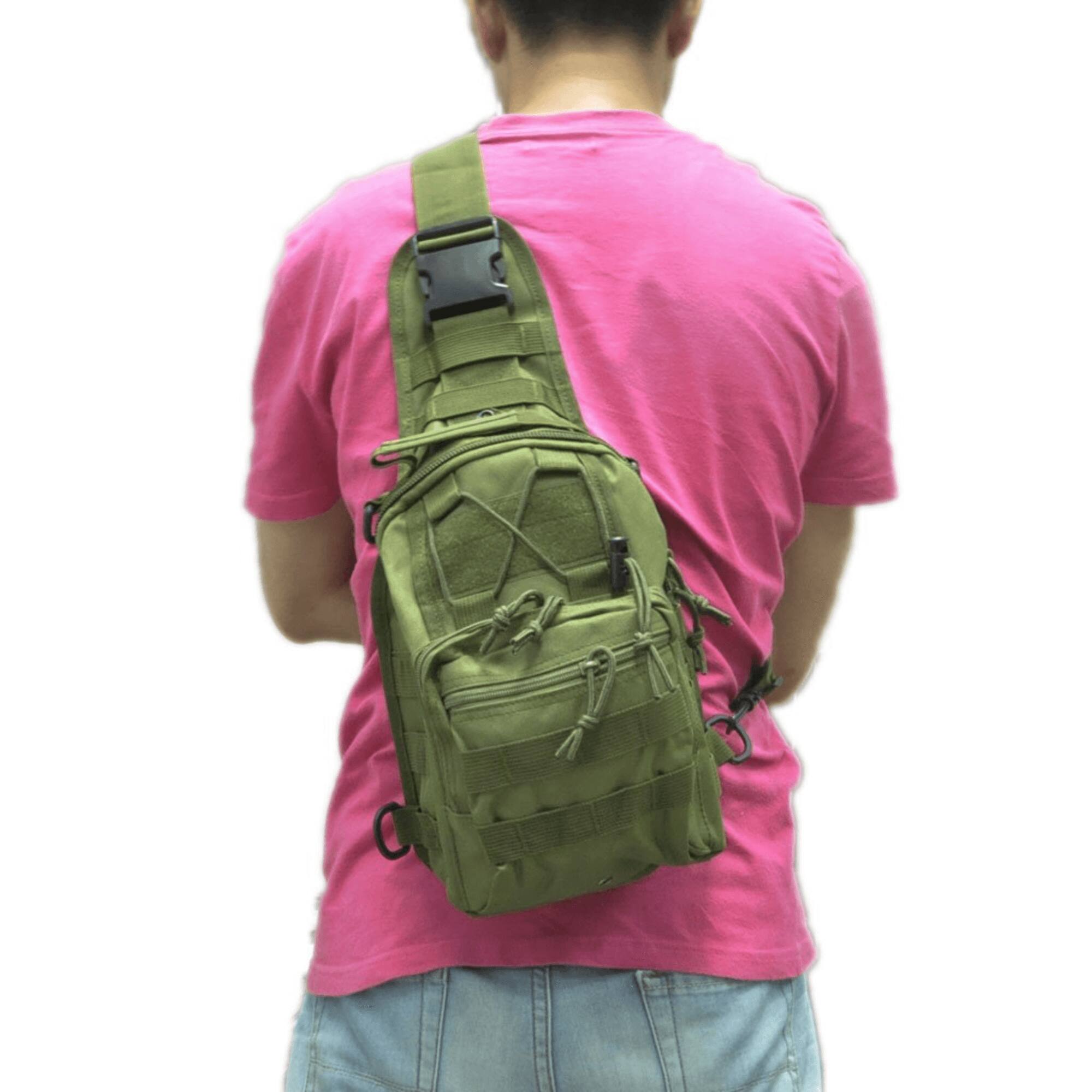 Alt View 3. JupiterGear - Tactical Military Sling Backpack Shoulder Bag Molle Outdoor Daypack Backpack - Army Green.