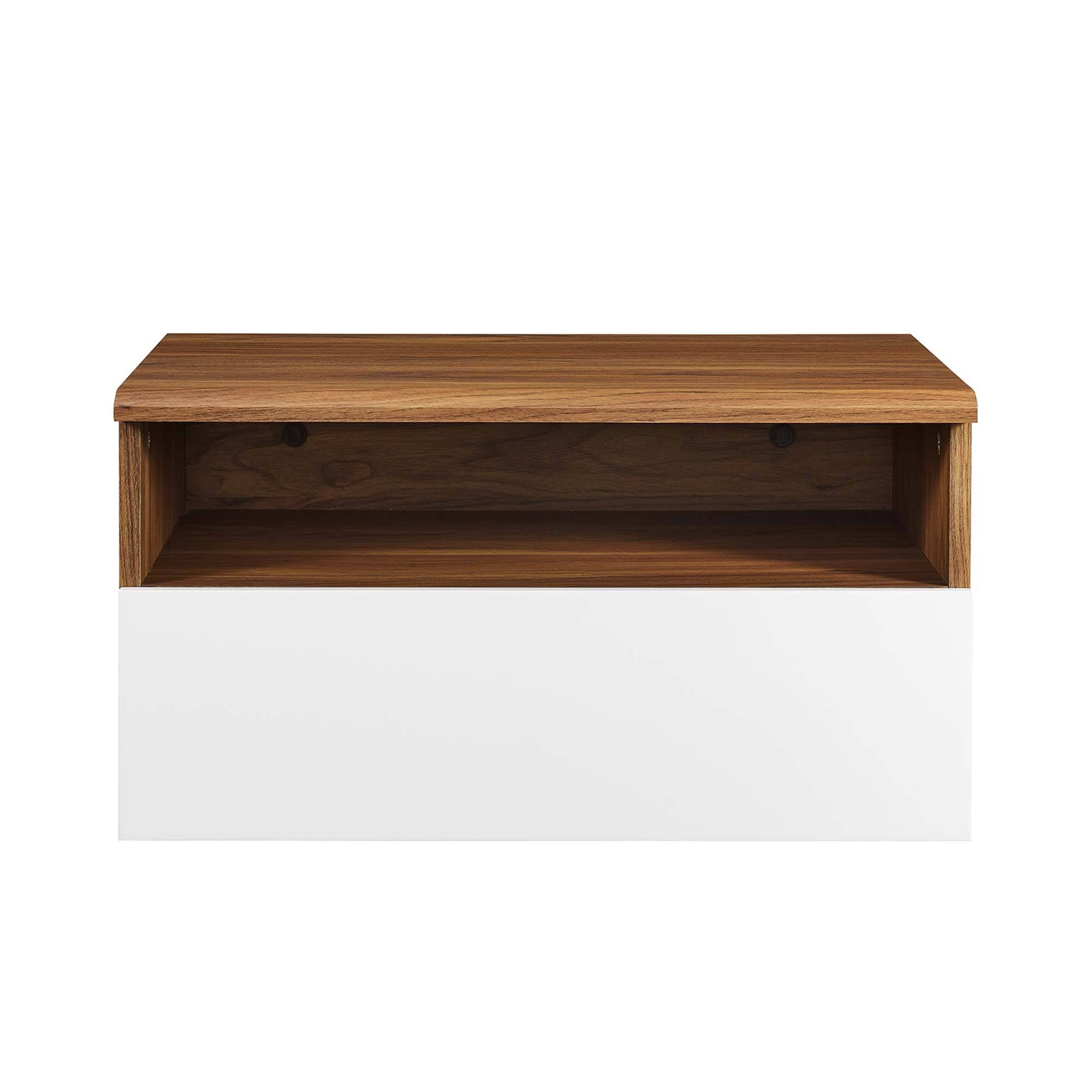 Alt View 3. Modway - Envision Wall Mount Nightstand by Modway - Walnut White.