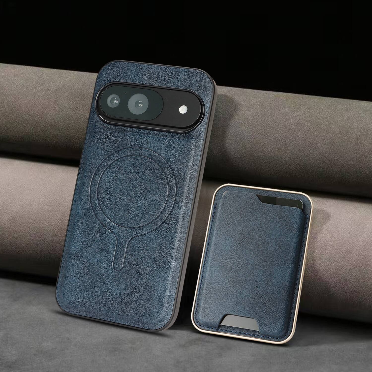Alt View 4. Dteck - 2-in-1 Magnetic Detachable Wallet Case for Google Pixel 10 Pro, Shockproof PU Leather Phone Cover with Card Holder - Blue.