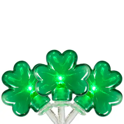 Front. Northlight - 20-Count Green LED Mini St Patrick's Day Shamrock Lights - 7ft Clear Wire - Green.