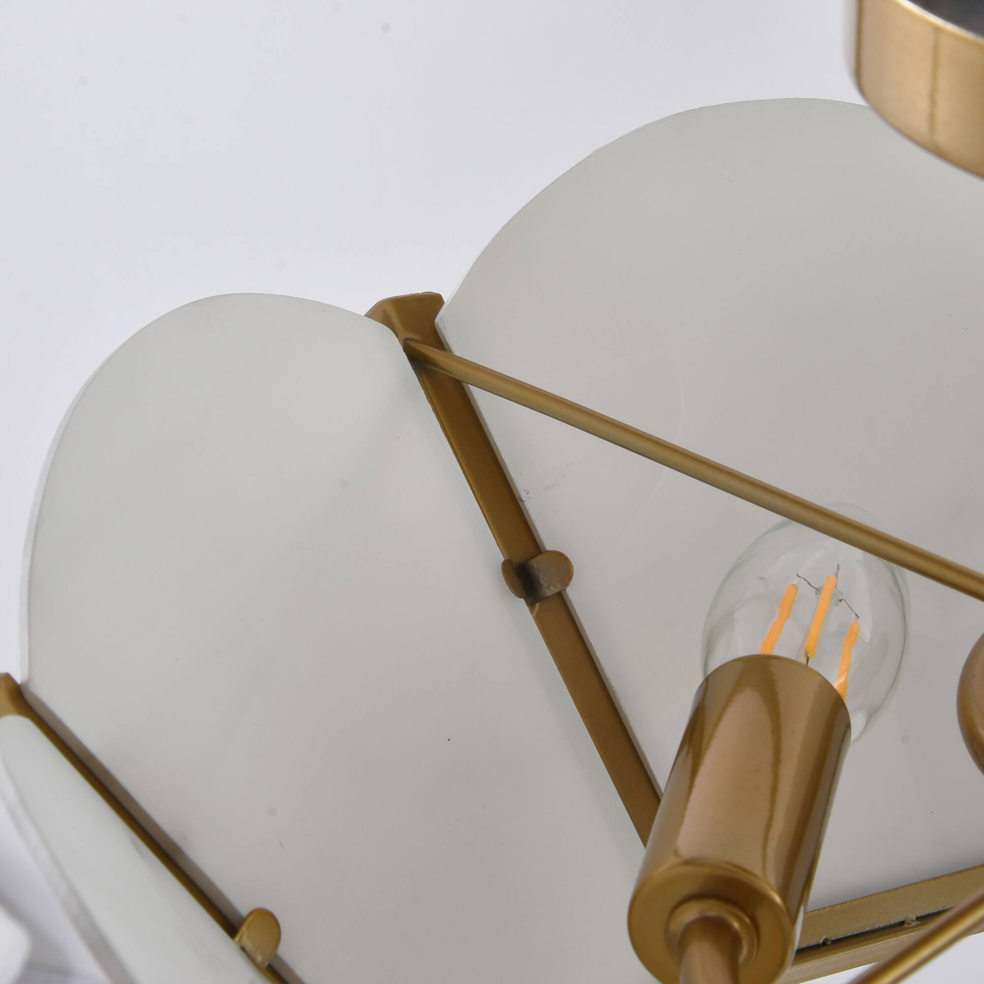 Alt View 9. Parrot Uncle - Antique Gold Glass 3-Light Semi-Flush Ceiling Light - Gold.