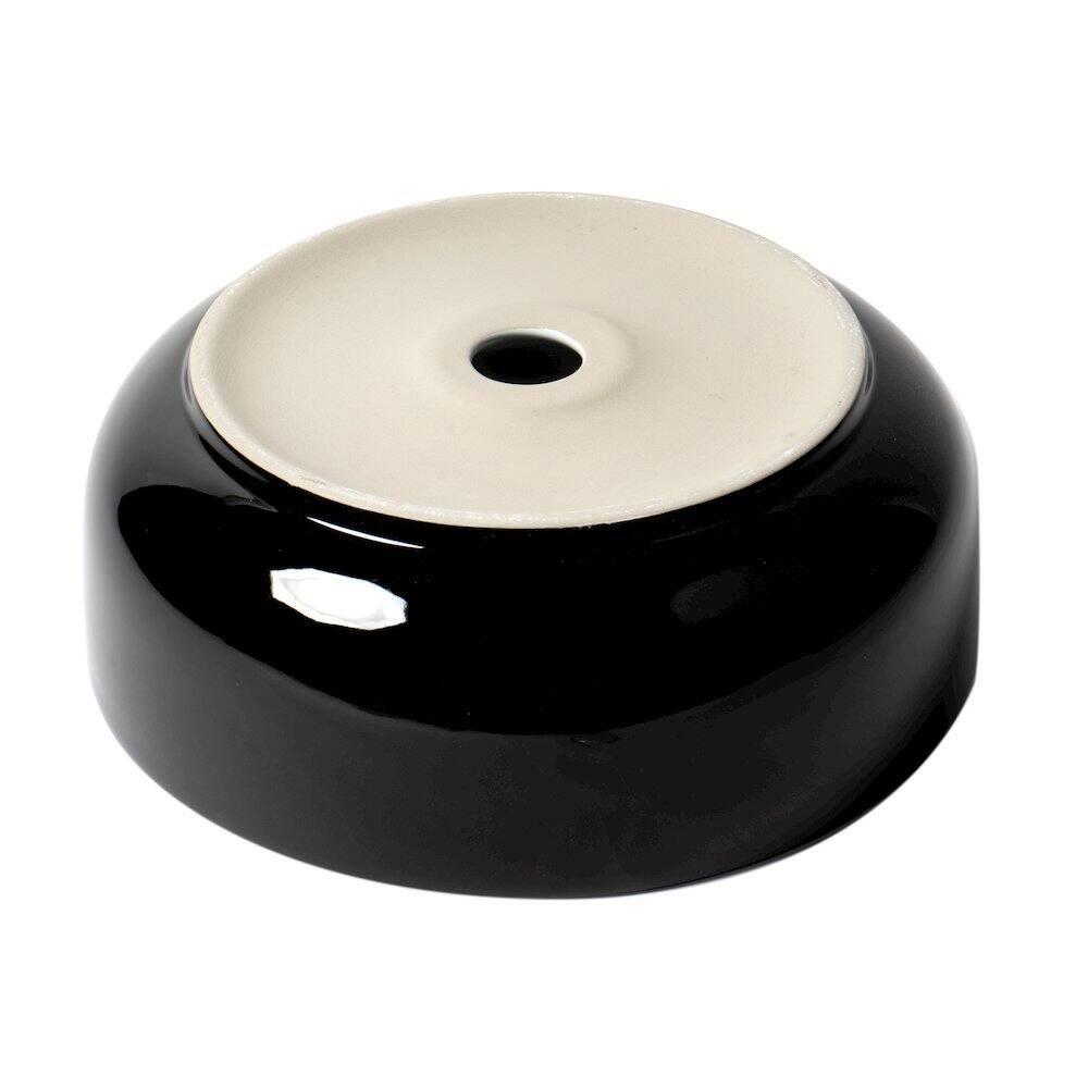 Back. Alfi - Black & White 15" Round Above Mount Ceramic Sink - Black.