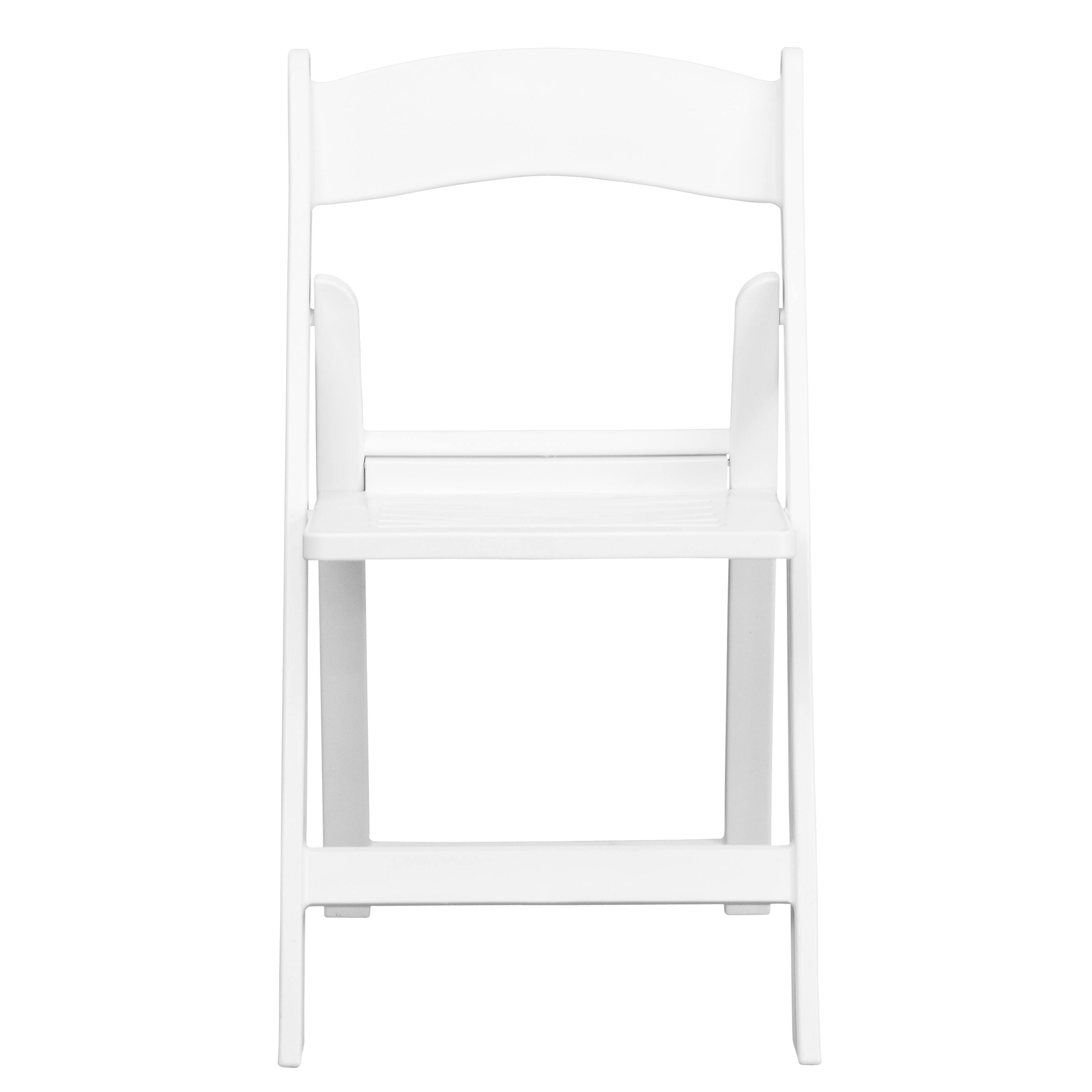 Alt View 8. Emma + Oliver - 4 Pack 800 lb. Capacity Resin Folding Chair with Slatted Seat - White.