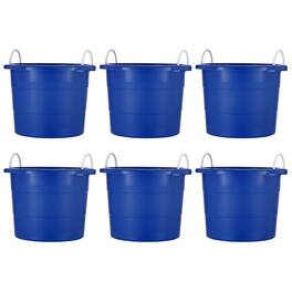 United Solutions - 19 Gallon Large Plastic Utility Tub w/ Rope Handle, 6 Pack - Blue