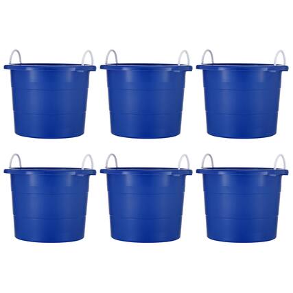 Front. United Solutions - United Solutions 19 Gallon Large Plastic Utility Tub w/ Rope Handle, Blue 6 Pack - Blue.