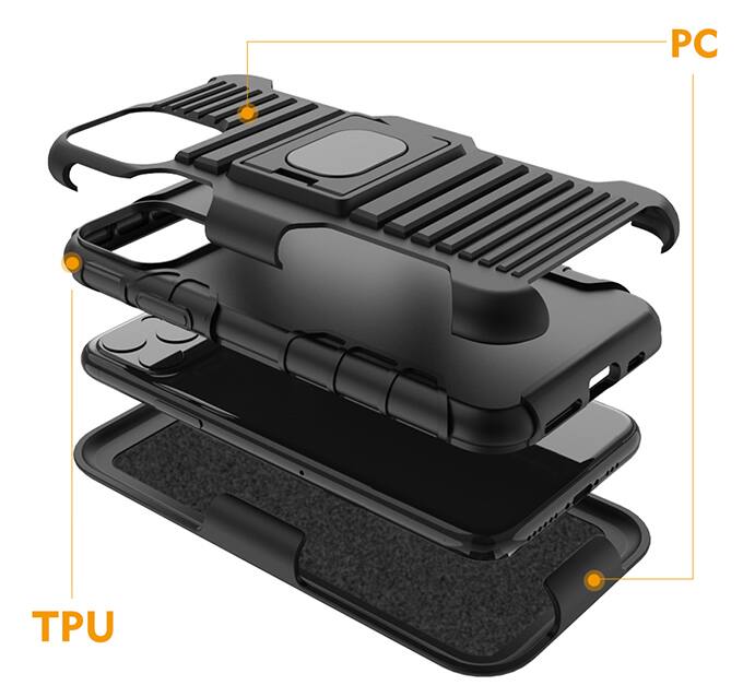 Alt View 8. Nakedcellphone - Combo for iPhone 11 Pro - Ring Grip/Stand Case and Belt Clip Holster - Black.