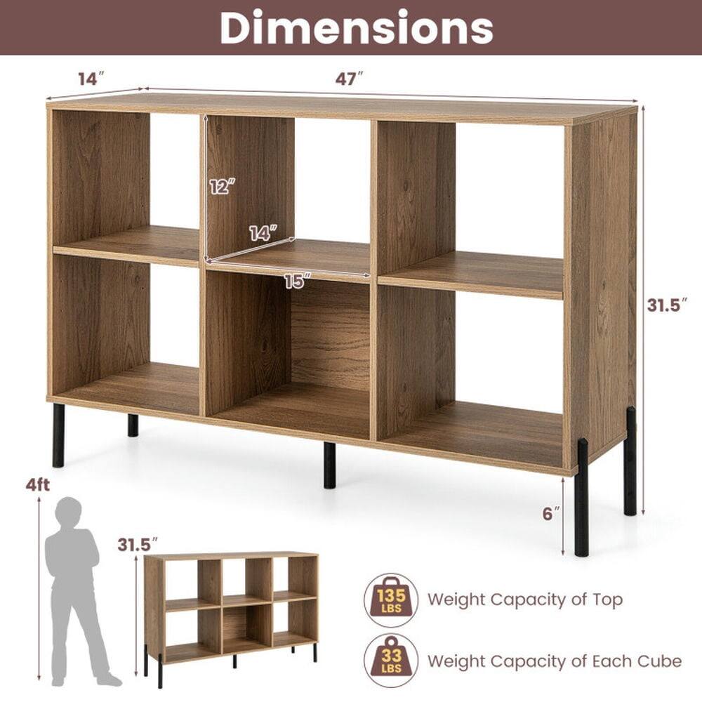 Dimensions:
- 14" (width)
- 47" (length)
- 12" (depth of top shelf)
- 14" (depth of middle shelf)
- 15" (depth of bottom shelf)
- 31.5" (height from floor to top)
- 4ft (overall height)
- 6" (leg height)

Weight Capacity:
- Top: 135 LBS
- Each Cube: 33 LBS