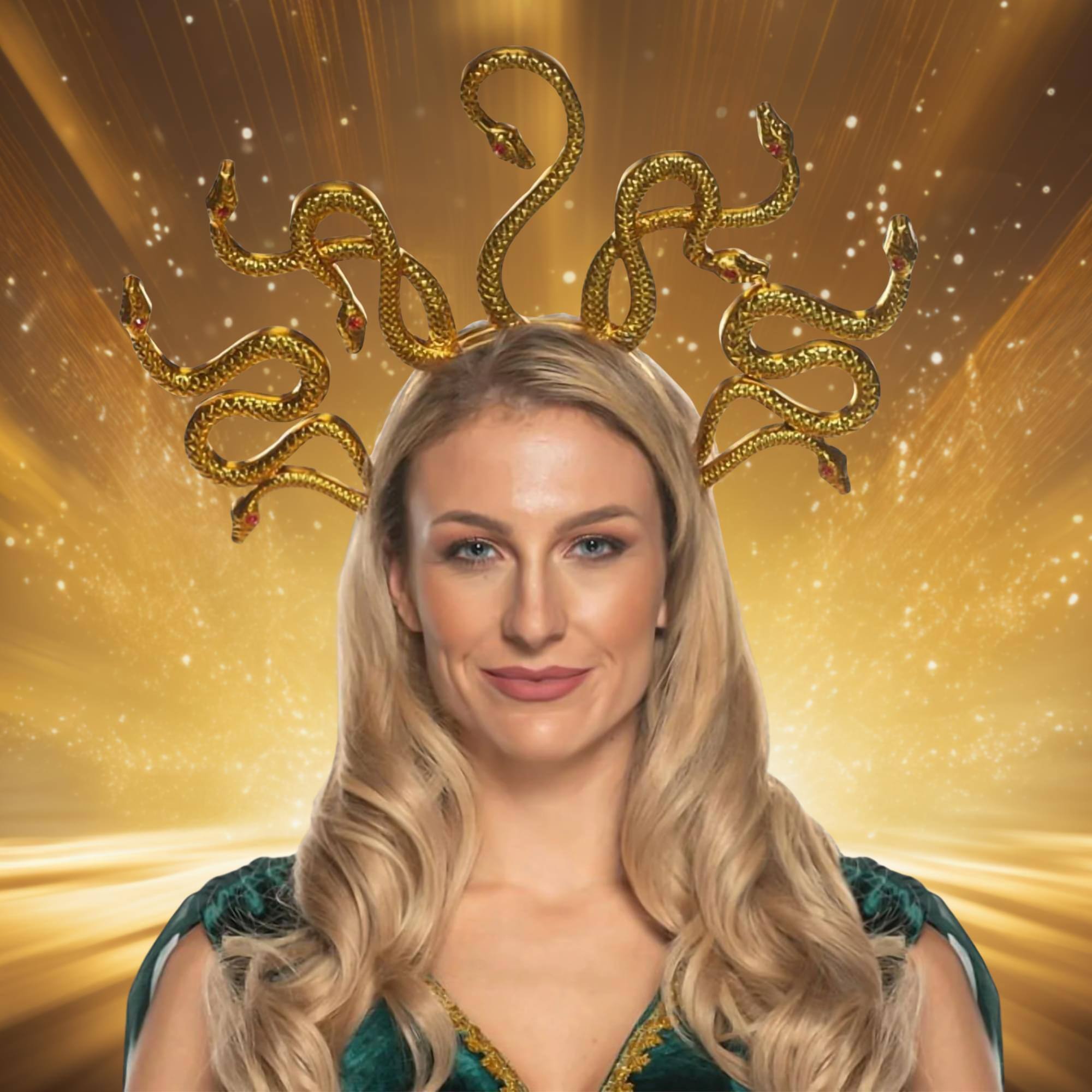 Alt View 10. Underwraps - Medusa Gold Snakes Adult Costume Headpiece - Gold.