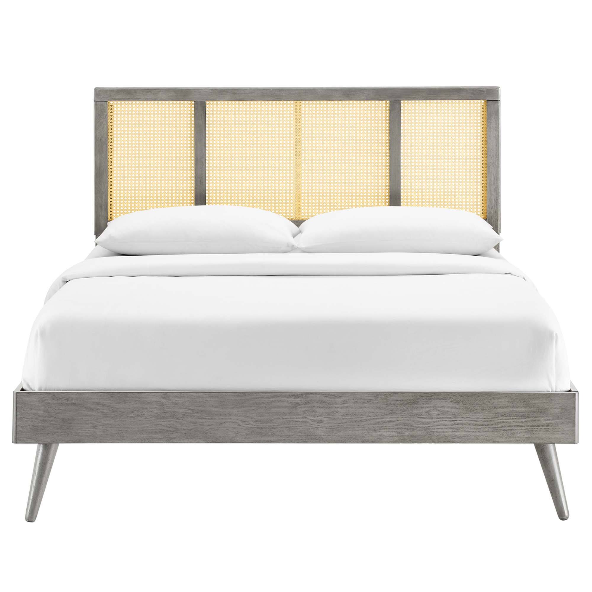 Alt View 1. Modway - Josie Vinyl Queen Platform Bed with Squared Tapered Legs - White.