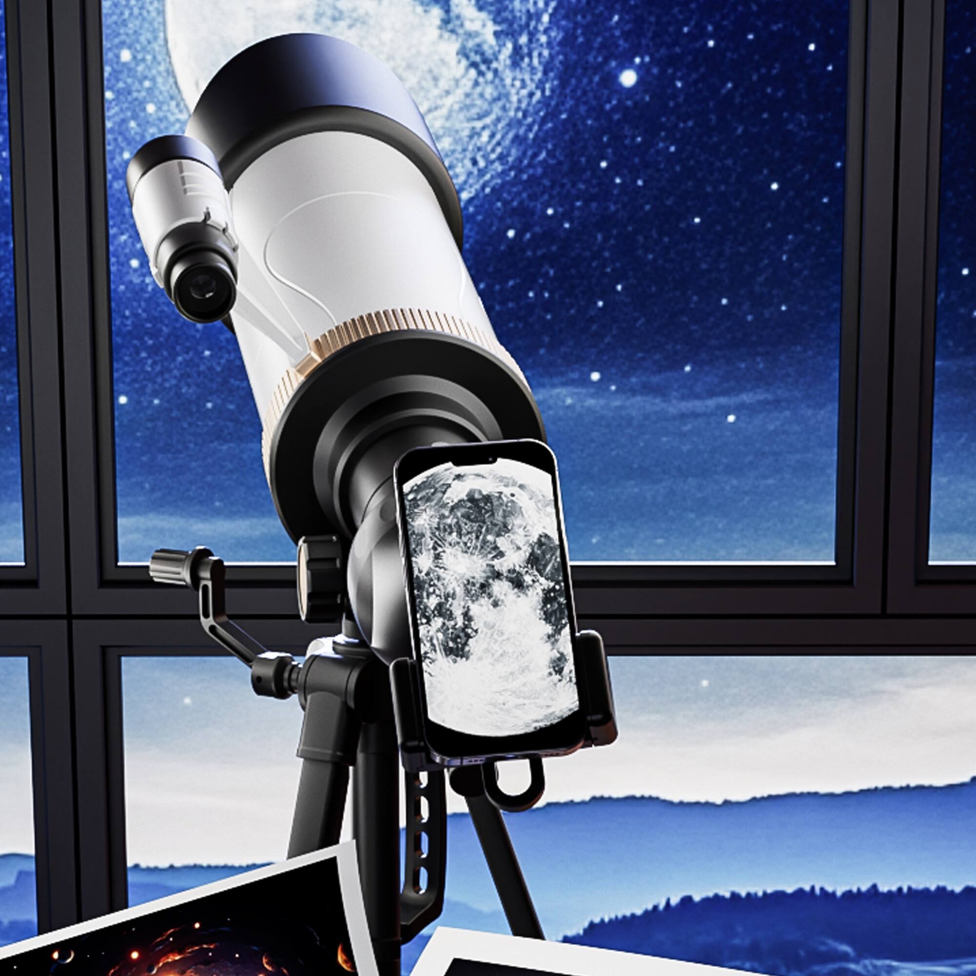 Alt View 1. Universalfun - Universalfun 70mm HD Refractor Telescope for Kids & Beginners with Tripod, 3 Eyepieces, Phone Adapter, Ages 8+, White - White.