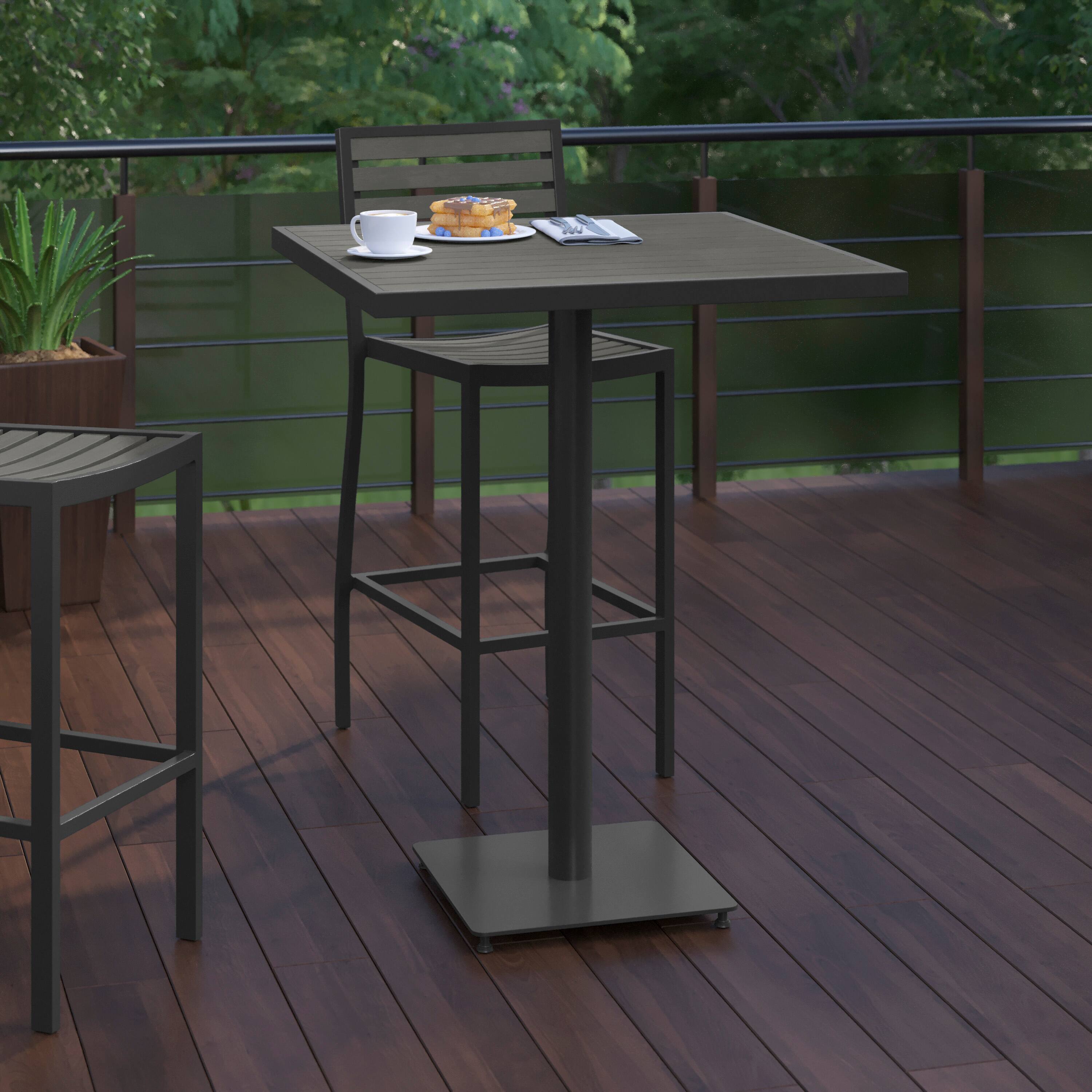 Alt View 2. Flash Furniture - Lark Commercial Grade 32" Square Outdoor Bar Height Table with Gray Wash Poly Resin Slats - Gray.