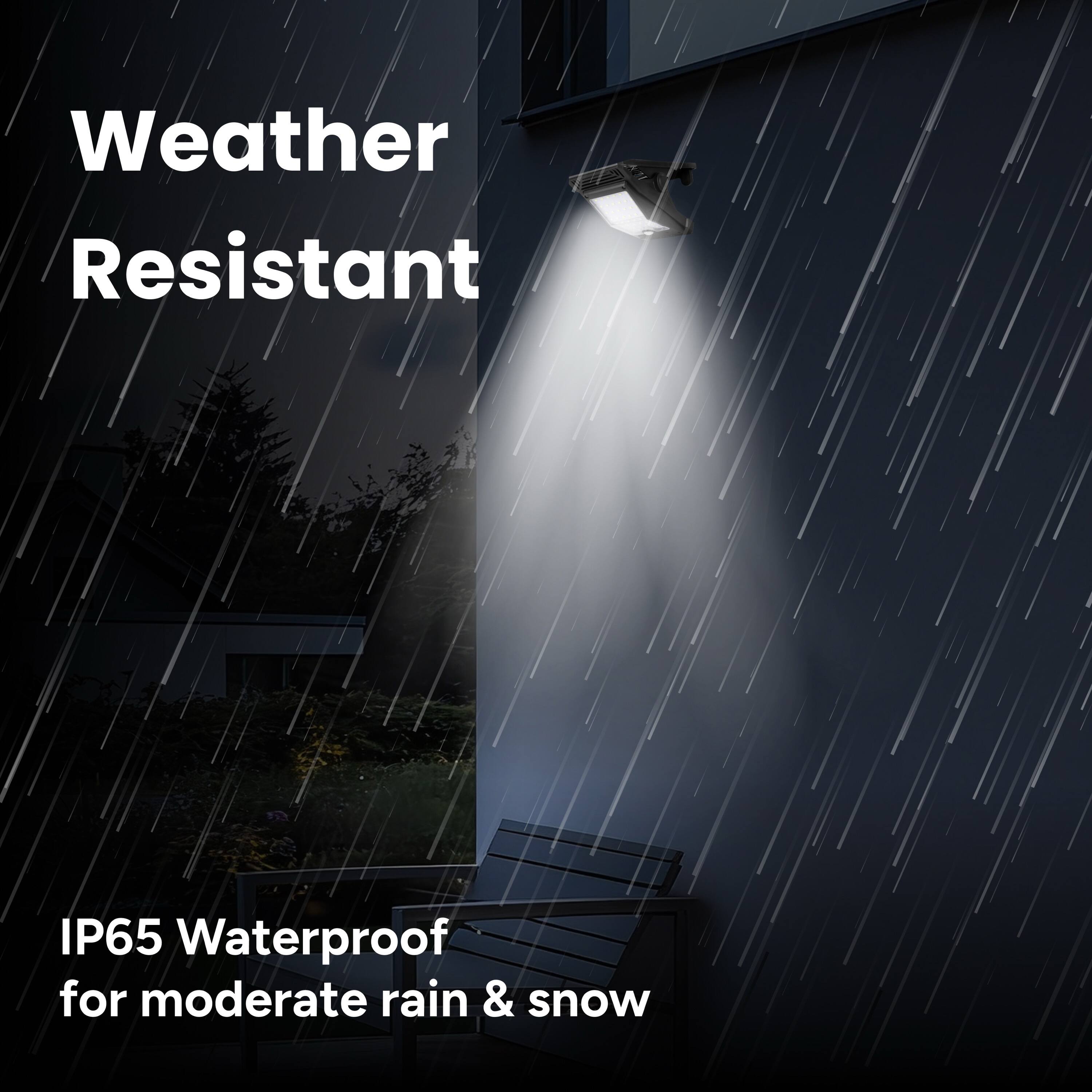 Weather Resistant  
IP65 Waterproof for moderate rain & snow