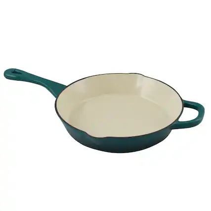 Front. Crockpot - Crock Pot Artisan 10 in. Round Enameled Cast Iron Skillet in Teal Ombre - Teal.