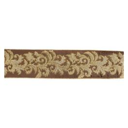 BreeBe - Embroidered Damask Wired Ribbon 4" x 5 Yds - Gold, Brown