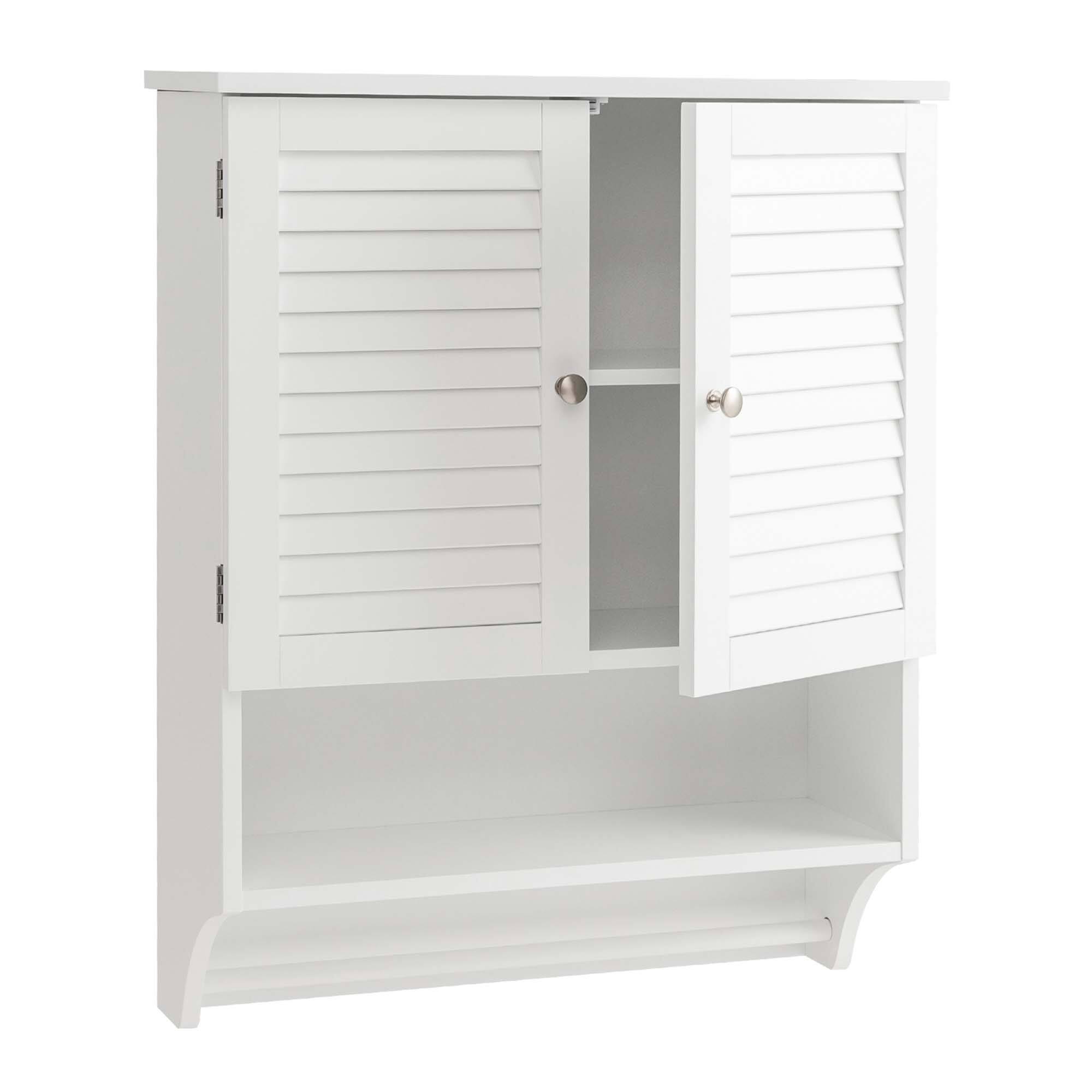 Alt View 9. Costway - Costway Bathroom Wall Mounted Medicine Cabinet with Louvered Doors & Towel Bar White - White.