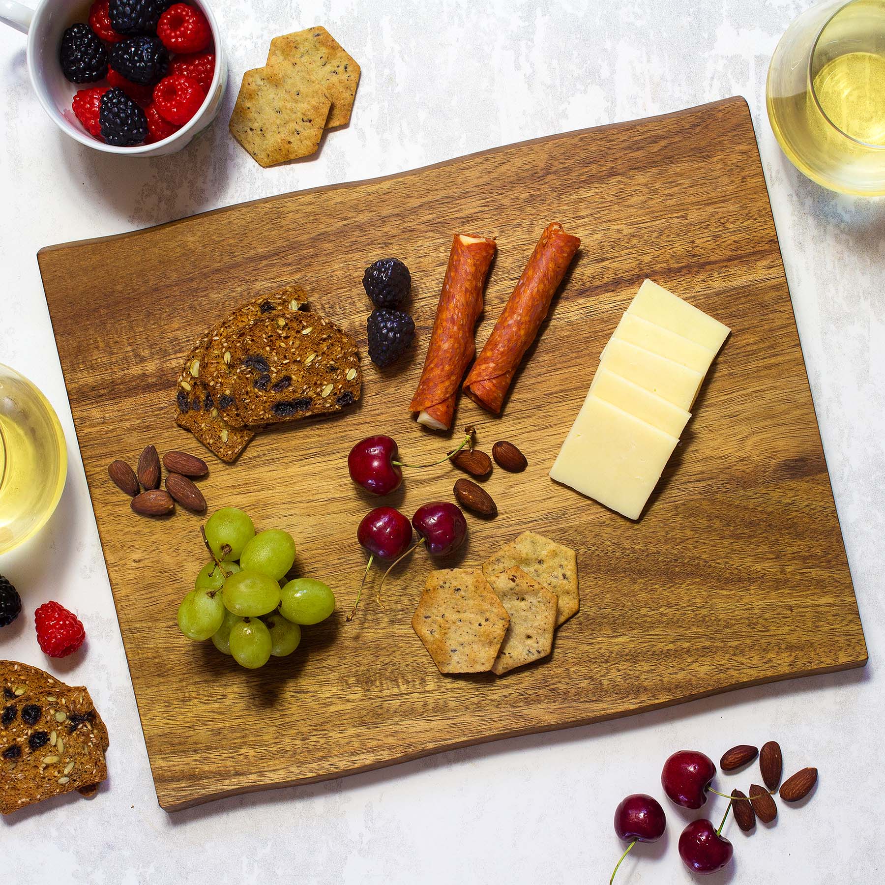 Angle. TB Home - Acacia Wood Charcuterie Serving Board.