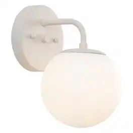 Jonathan Y - Louis Parisian Globe 5.75" 1-Light Metal/Frosted Glass Modern Contemporary LED Vanity Light - Almond