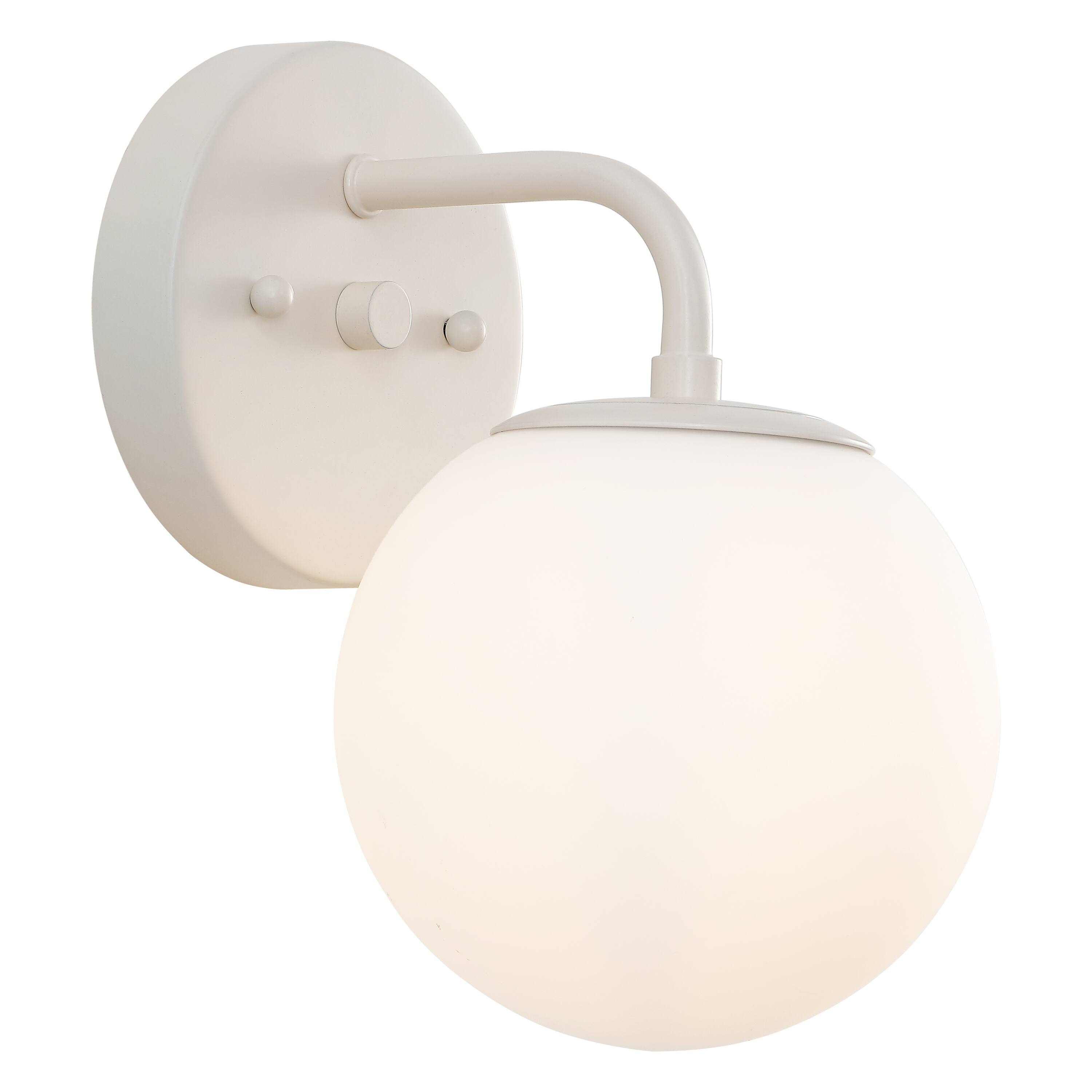 Front. Jonathan Y - Louis Parisian Globe 5.75" 1-Light Metal/Frosted Glass Modern Contemporary LED Vanity Light, Almond - Almond.