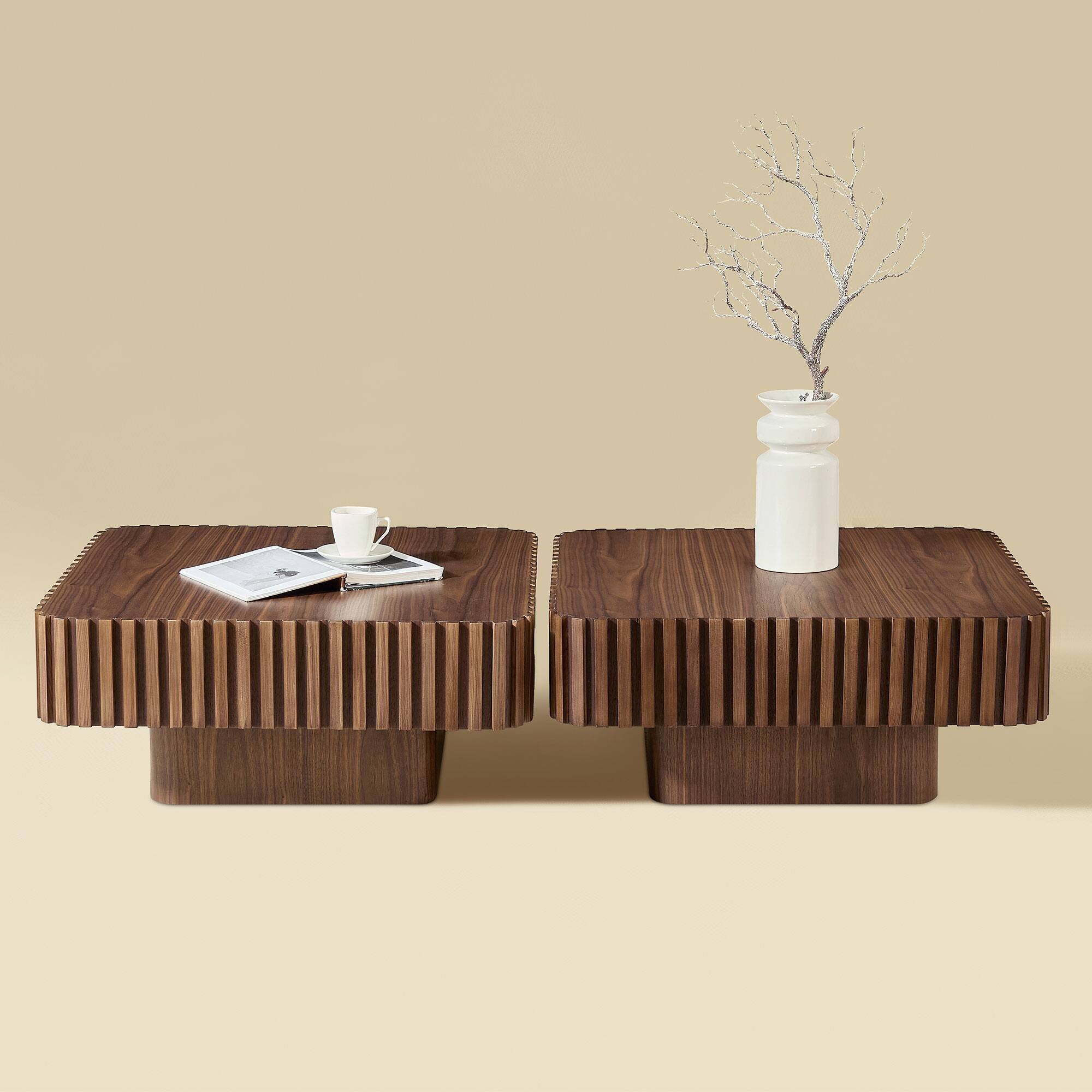 Front. TinyHomie - 47 Inch Coffee Table Gold Glass Double Layer Black Metal Legs For Living Room - Brown.