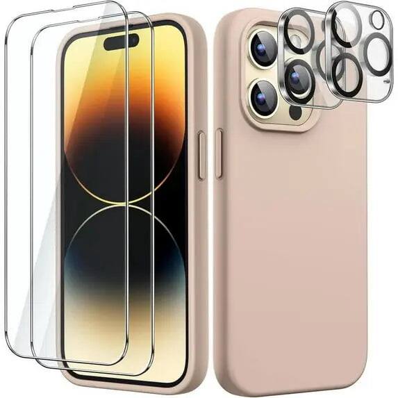 Front. Entronix - Entronix Bundle for iPhone 12 Pro - Silicone Case, 2 Screen Protectors & 2 Camera Lens Protectors - Rose Gold.