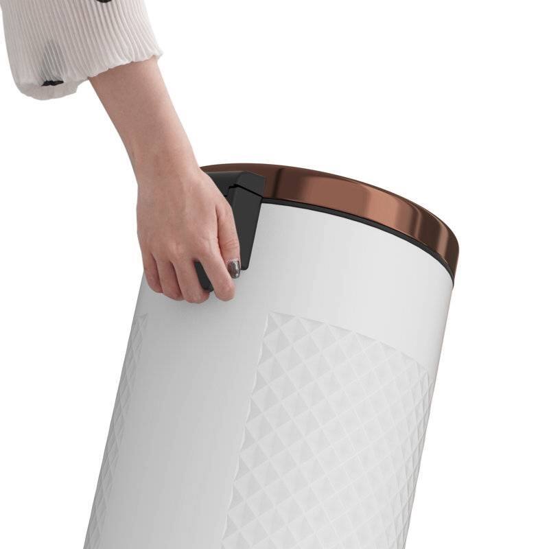 Left. Hivvago - Hands Free White/Gold Metal Step On Trash Can - 8 Gallons - White/Gold.