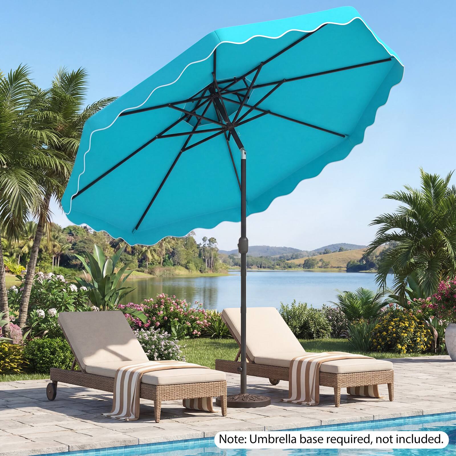 Note: Umbrella base required, not included.