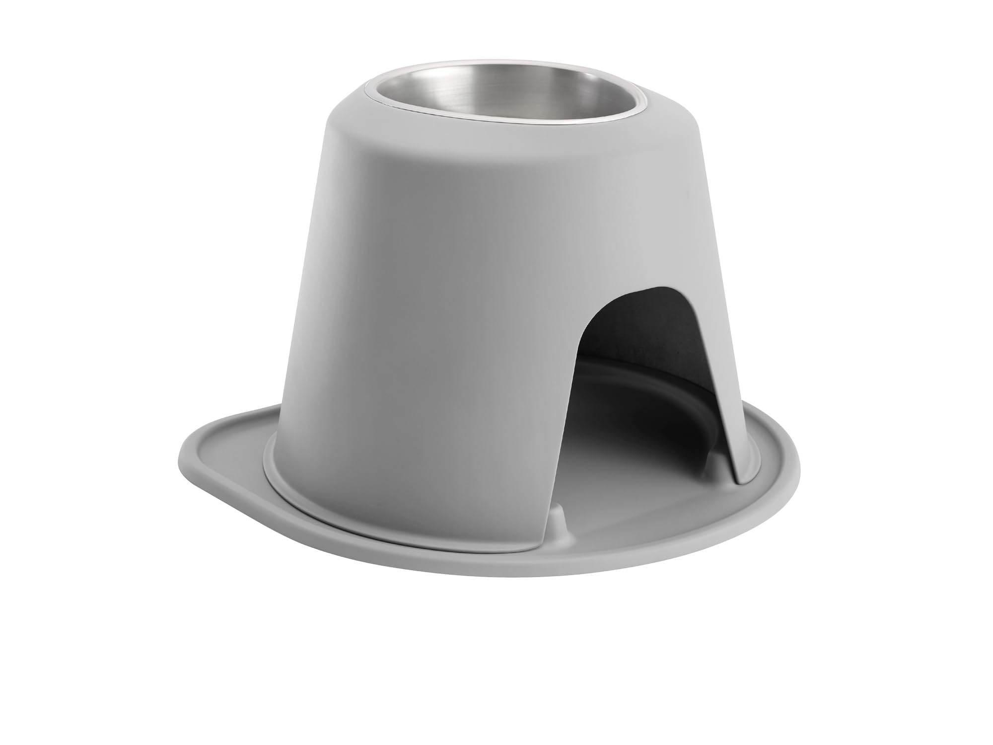 Front. WeatherTech - Single High Pet Feeding System | Elevated Pet Bowl - 12" High Stand - Light Grey - 64oz (8 Cup) Stainless Steel Bowl - Light Grey.