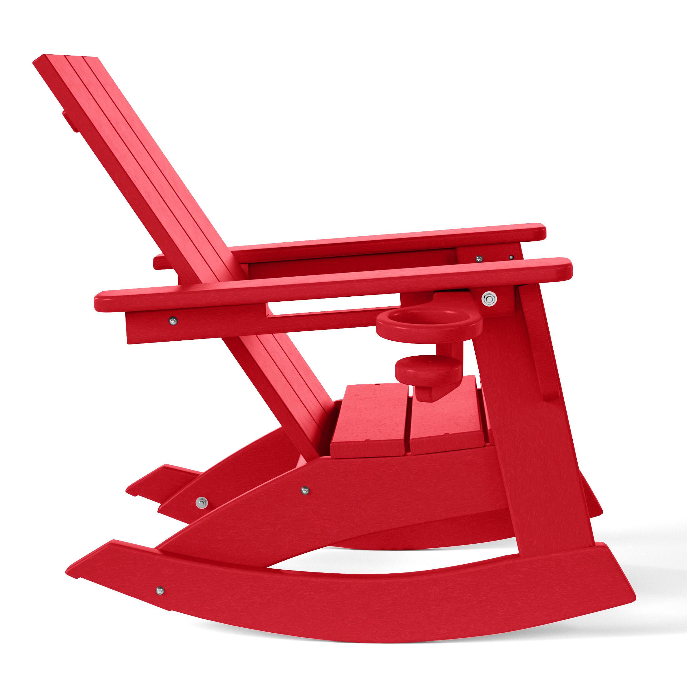 Back. WestinTrends - WestinTrends Ashore Outdoor HDPE Plastic Preschool Toddler Modern Adirondack Rocking Chairs (Set of 2) - Red.