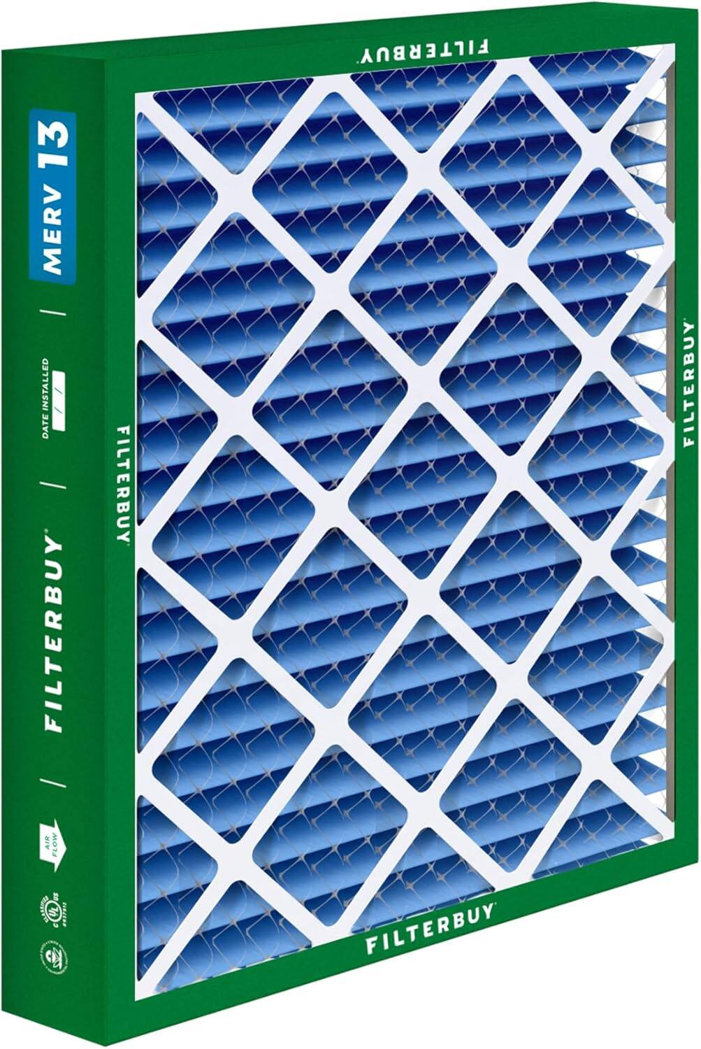 FILTERBUY 13 MERV  
INSTALLED DATE  
FILTERBUY  
AIR FLOW  
FILTERBUY  
UL 2171 C  
FILTERBUY