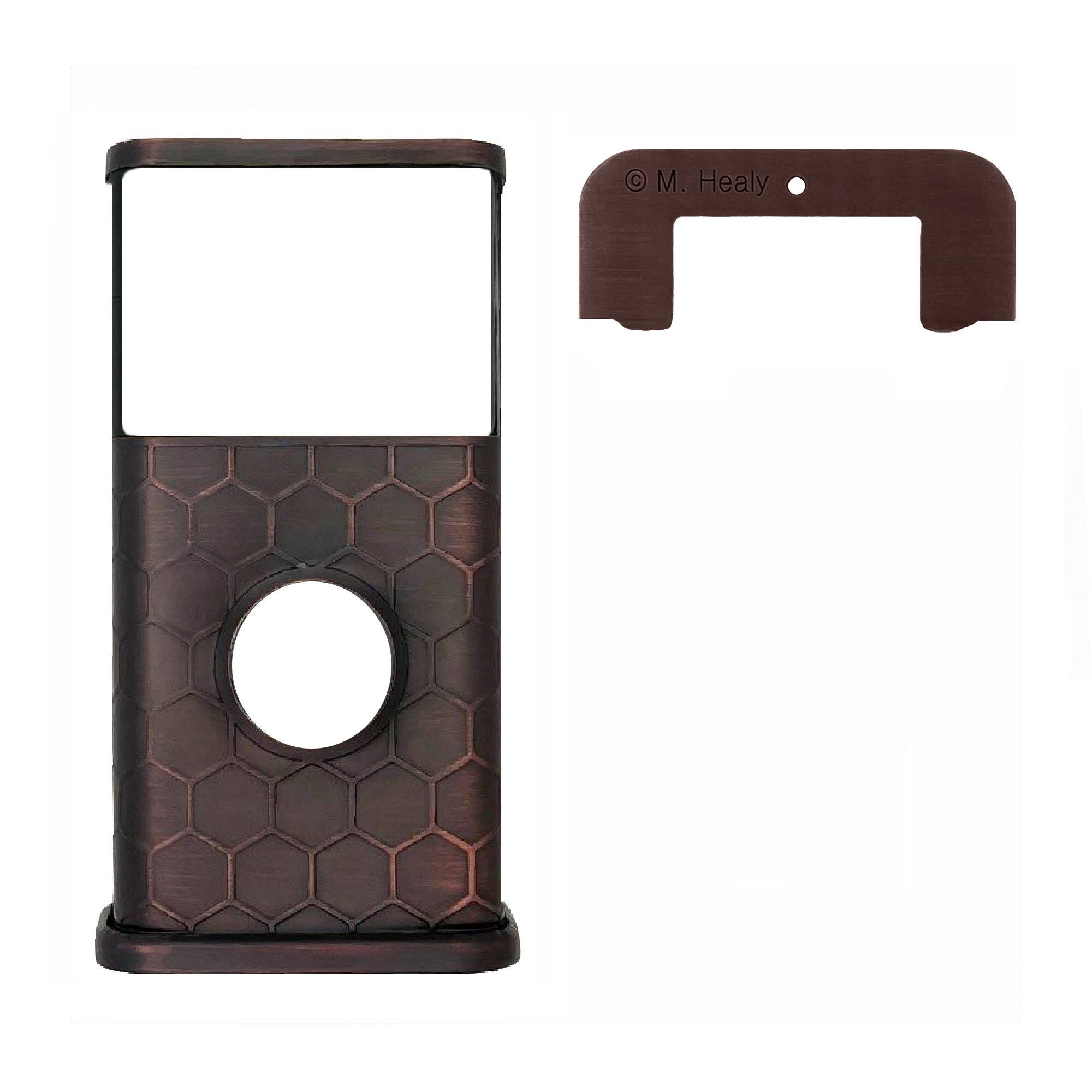 Back. Michael Healy - Honeycomb Video Doorbell Cover (Ring Battery Doorbell 2024 Release) - Oiled Bronze.