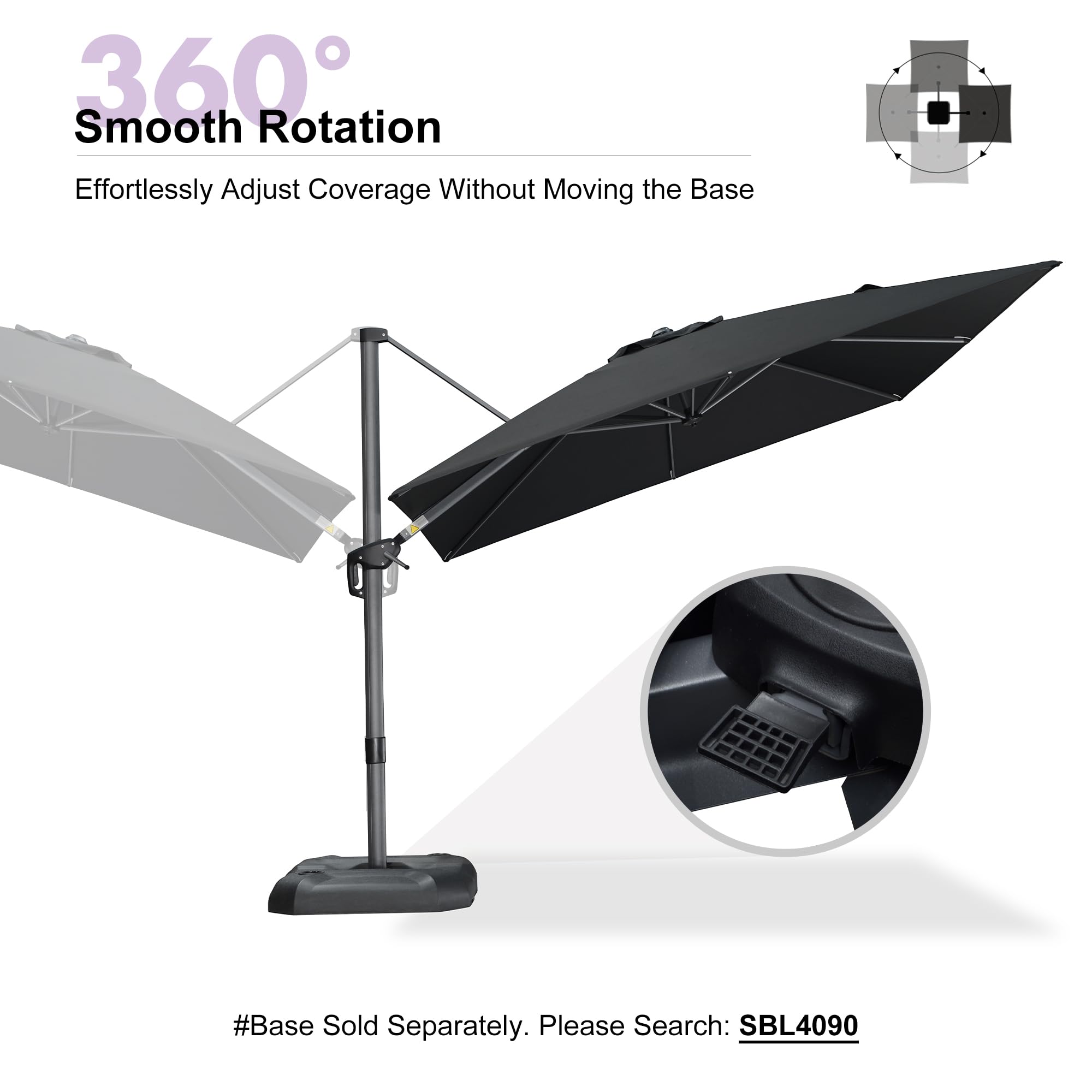 360° Smooth Rotation  
Effortlessly Adjust Coverage Without Moving the Base  

#Base Sold Separately. Please Search: SBL4090