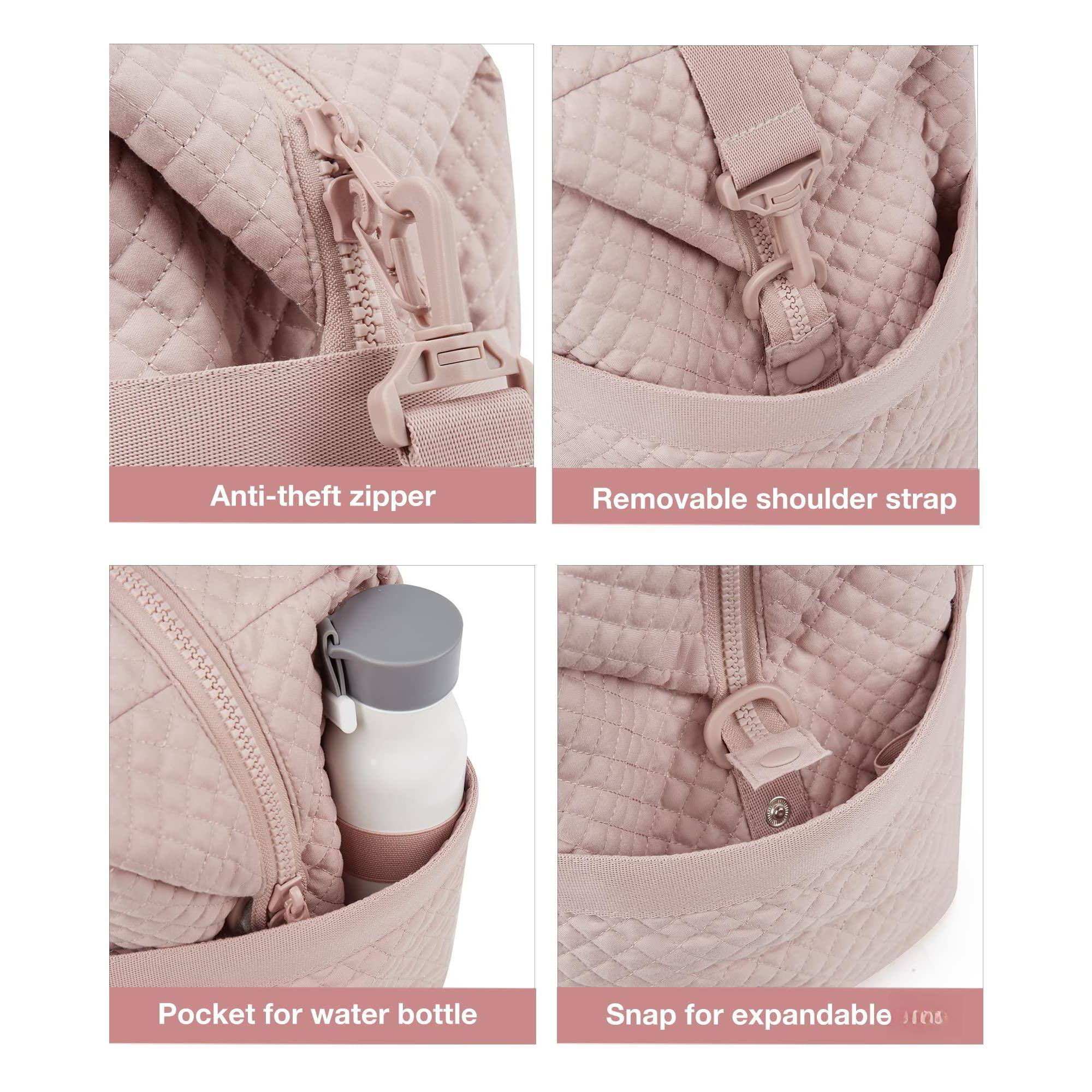 - Anti-theft zipper
- Removable shoulder strap
- Pocket for water bottle
- Snap for expandable size