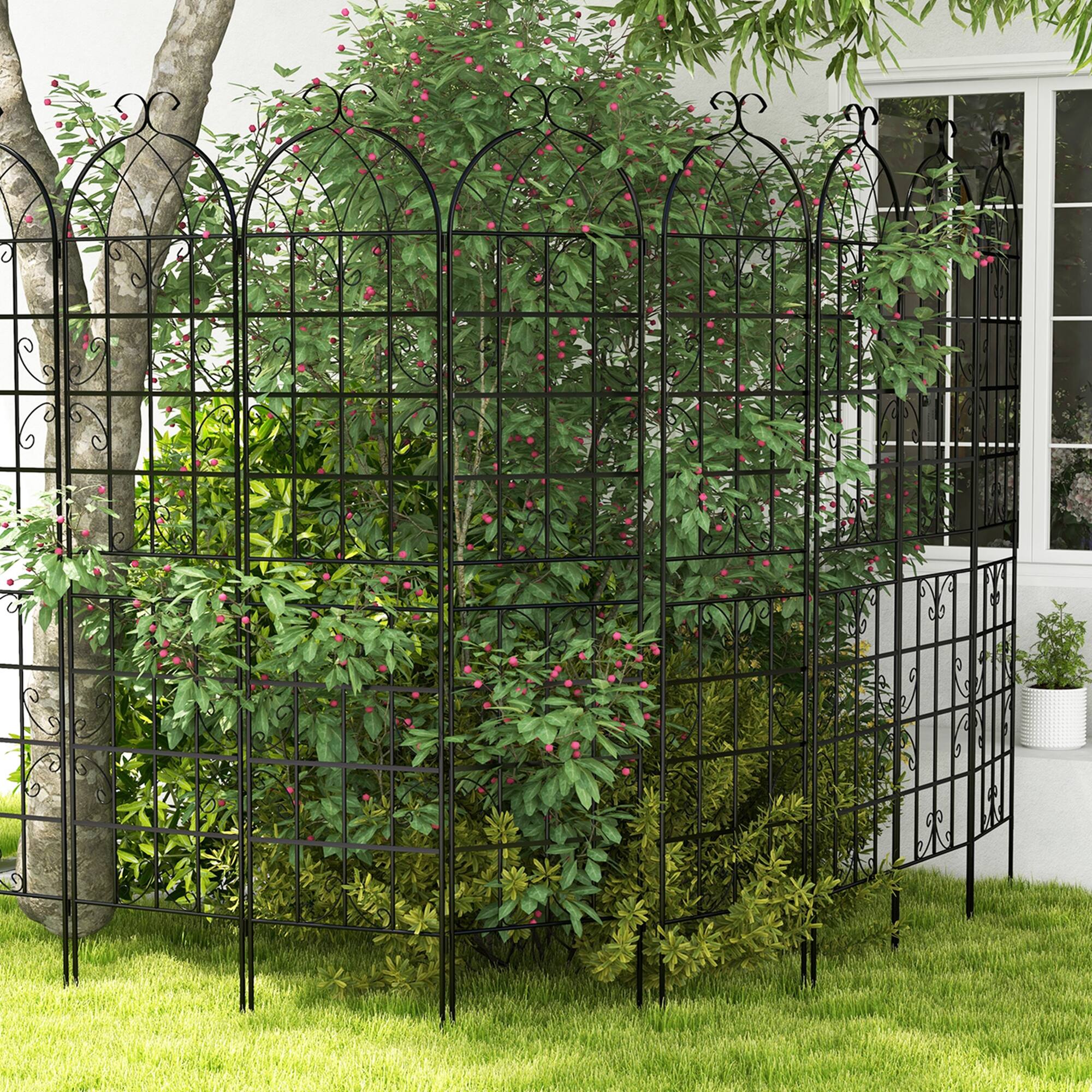 Alt View 4. Costway - Costway 2 Pack 87" x 20" Metal Garden Trellis Decorative Outdoor Trellis for Climbing Plants - Black.