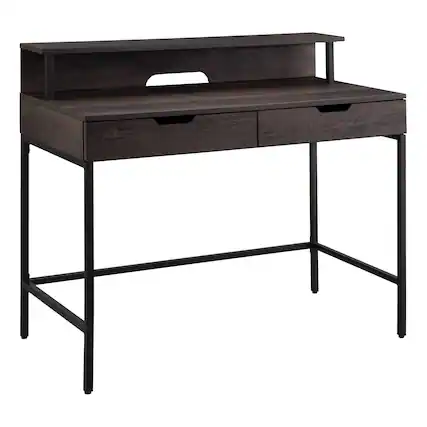 Angle. OSP Home Furnishings - Contempo 40" Desk with Shelf hutch - Brown.