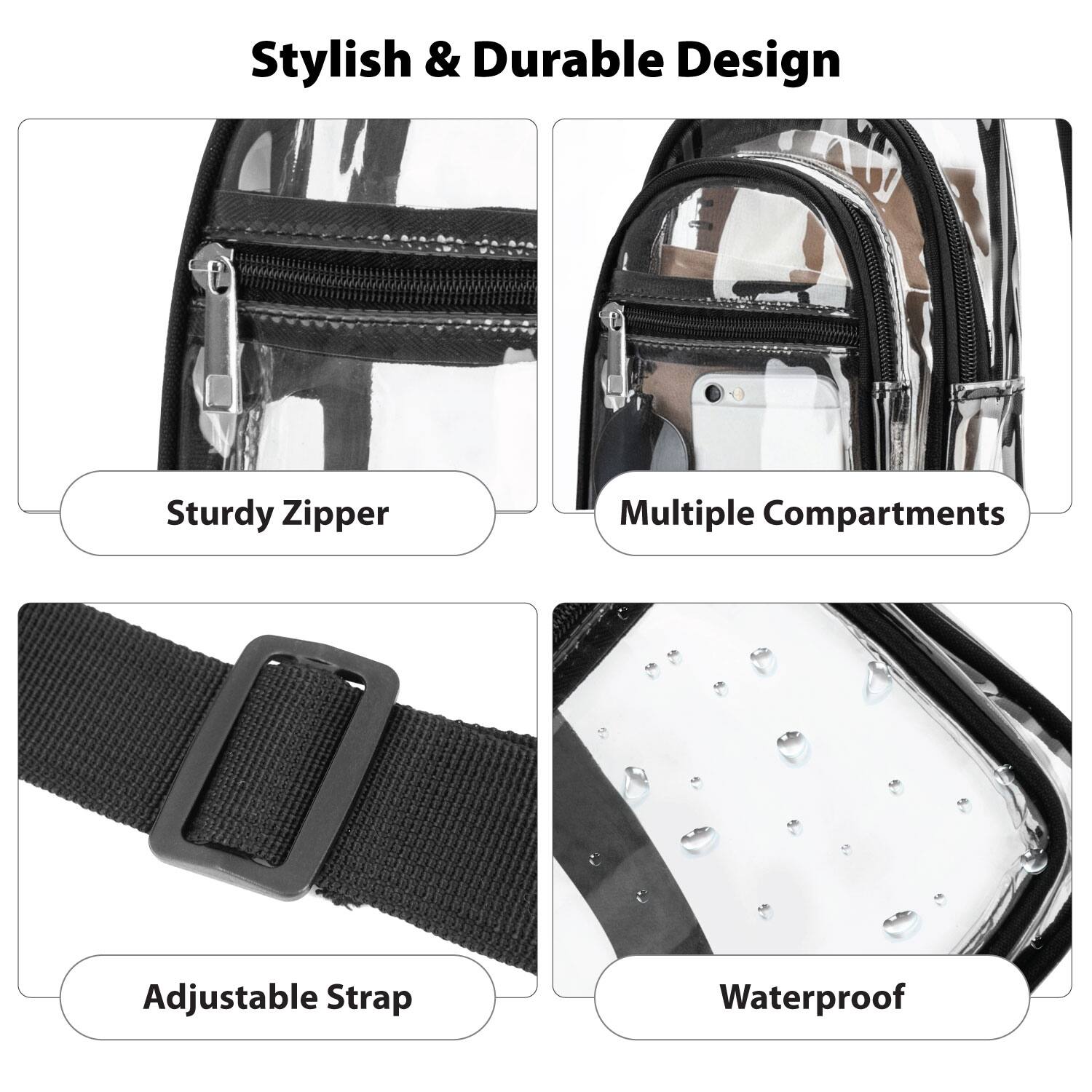 Stylish & Durable Design

- Sturdy Zipper
- Multiple Compartments
- Adjustable Strap
- Waterproof