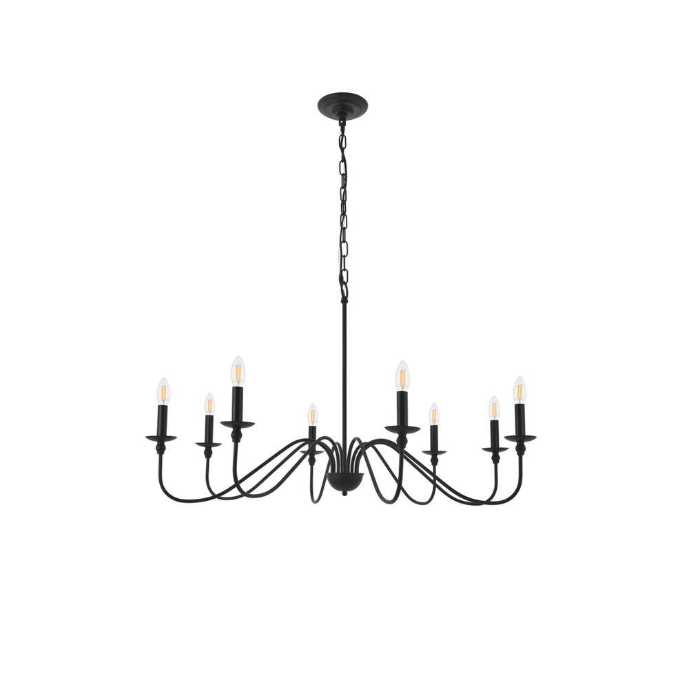 Alt View 3. Living District - Rohan 8 light Matte Black Pendant - Matte Black.
