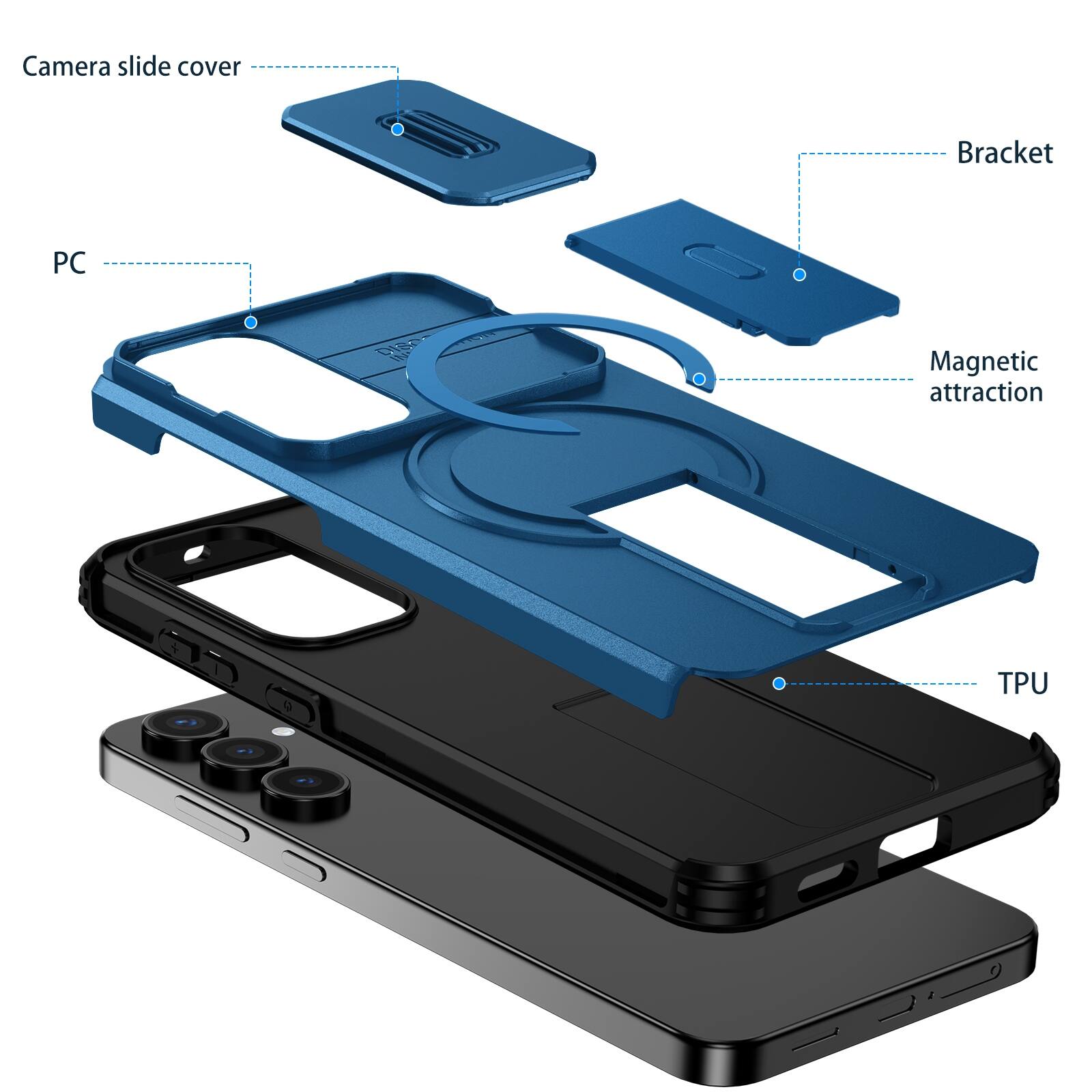 Camera slide cover  
Bracket  
PC  
Magnetic attraction  
TPU