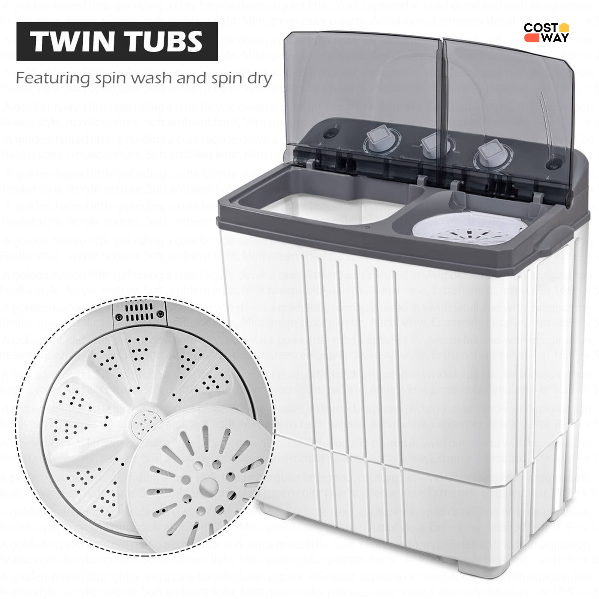 Costway Portable Mini Compact Twin Tub 20Lbs Total Washing Machine Washer Spain Spinner | SHEIN UK