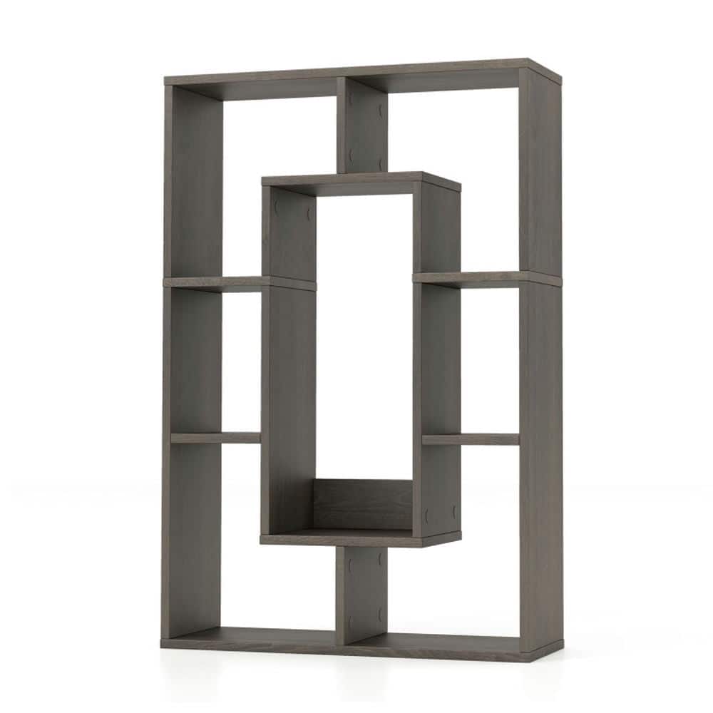 Kadyn - Open Bookcase Book Shelf,Storage Shelf Unit Plant Stand,7-Cube Geometric Bookshelf Modern Decorative Open Bookcase - Gray