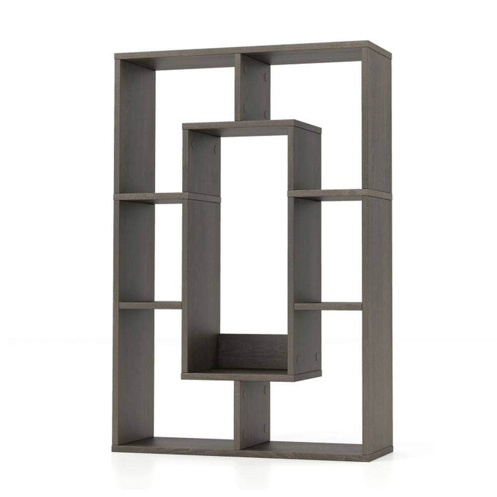 Front. Kadyn - Open Bookcase Book Shelf,Storage Shelf Unit Plant Stand,7-Cube Geometric Bookshelf Modern Decorative Open Bookcase-Gray - Gray.
