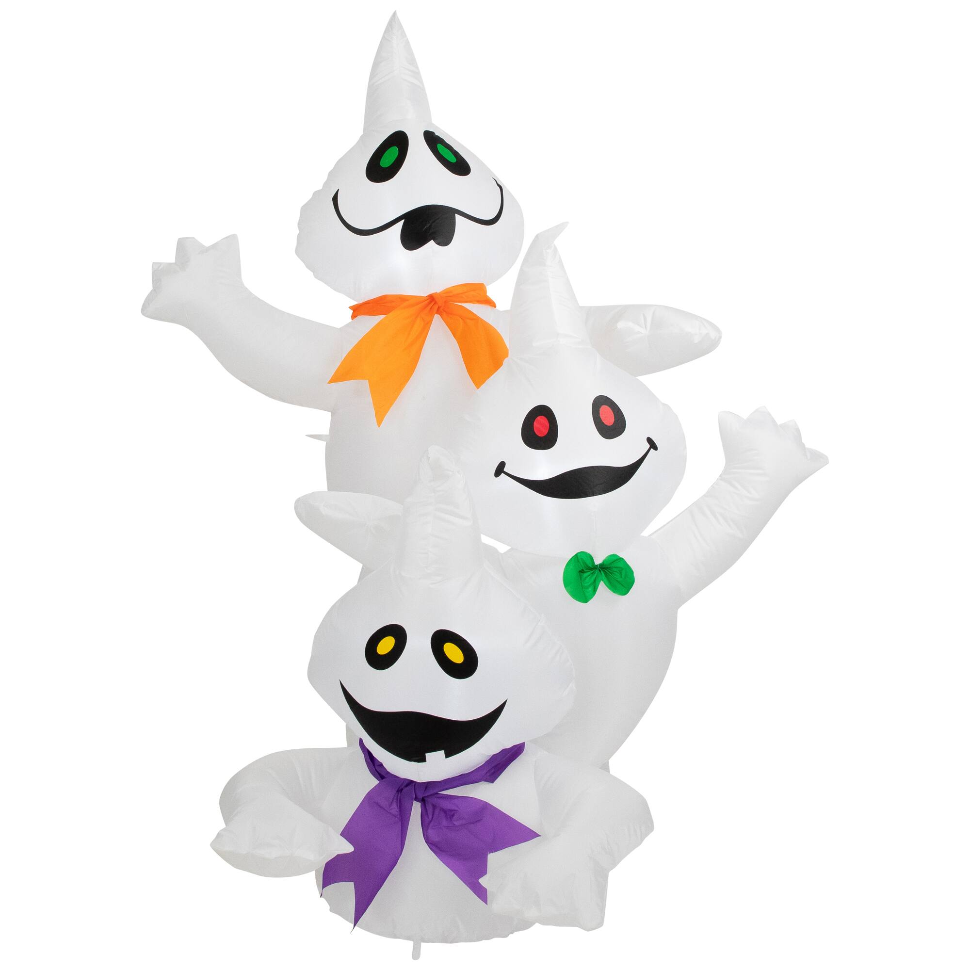 Front. Northlight - LED Lighted Ghost Trio Inflatable Outdoor Halloween Decoration - 3.5'- Warm White Lights - White.