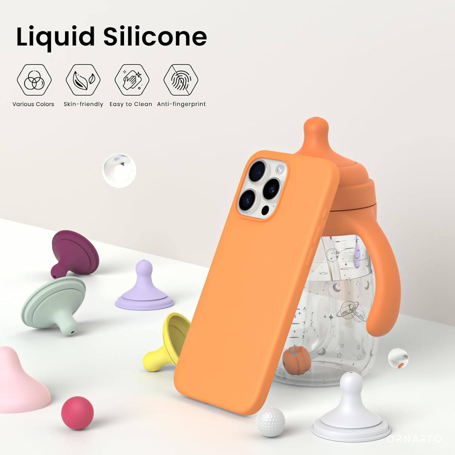 Liquid Silicone Various Colors Skin-friendly Easy to Clean Anti-fingerprint ORNARTO