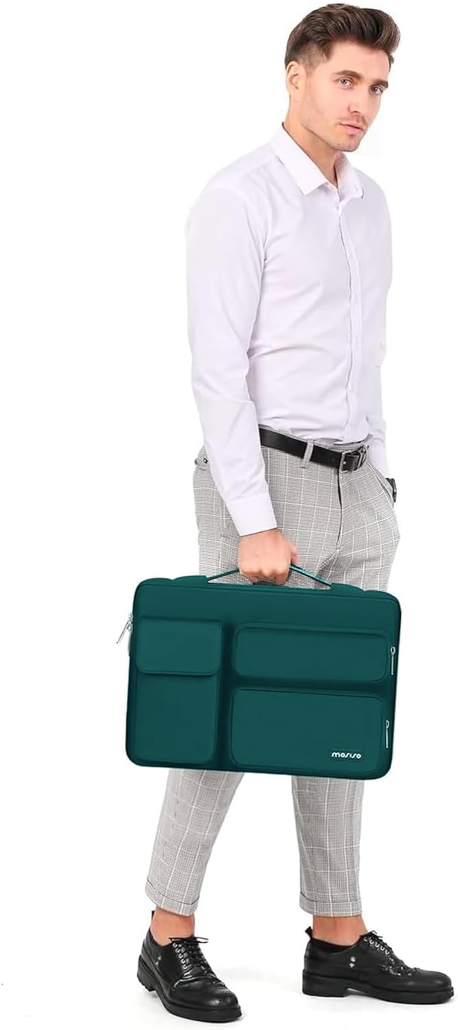 Alt View 2. mosiso - 360 Protective Laptop Sleeve 13-13.3 Inch Laptop Case for MacBook Air/Pro 13 / Pro 14, HP Dell ASUS Lenovo - Teal Green.