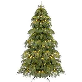 Best Choice Products - 7.5Ft Pre-Lit Artificial Norfolk Pine Christmas Tree, Downswept Noble Holiday Decor w/ 400 LEDs - Green