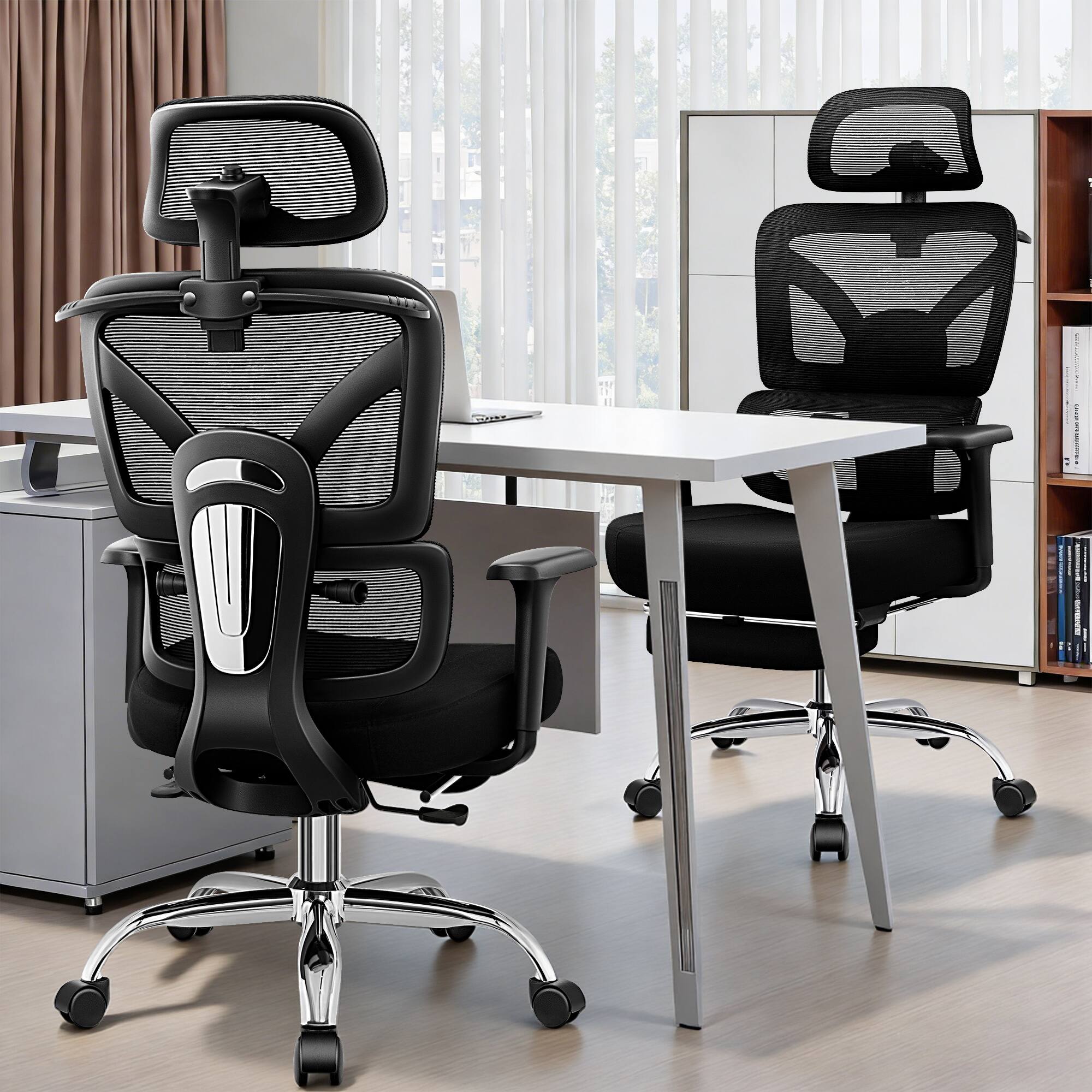 Alt View 6. KERDOM - High Back Mesh Home Office Chair with Adjustable Footrest, 3D Headrest and Armrest, Computer Desk Chair for Work Gaming - Black with Footrest.