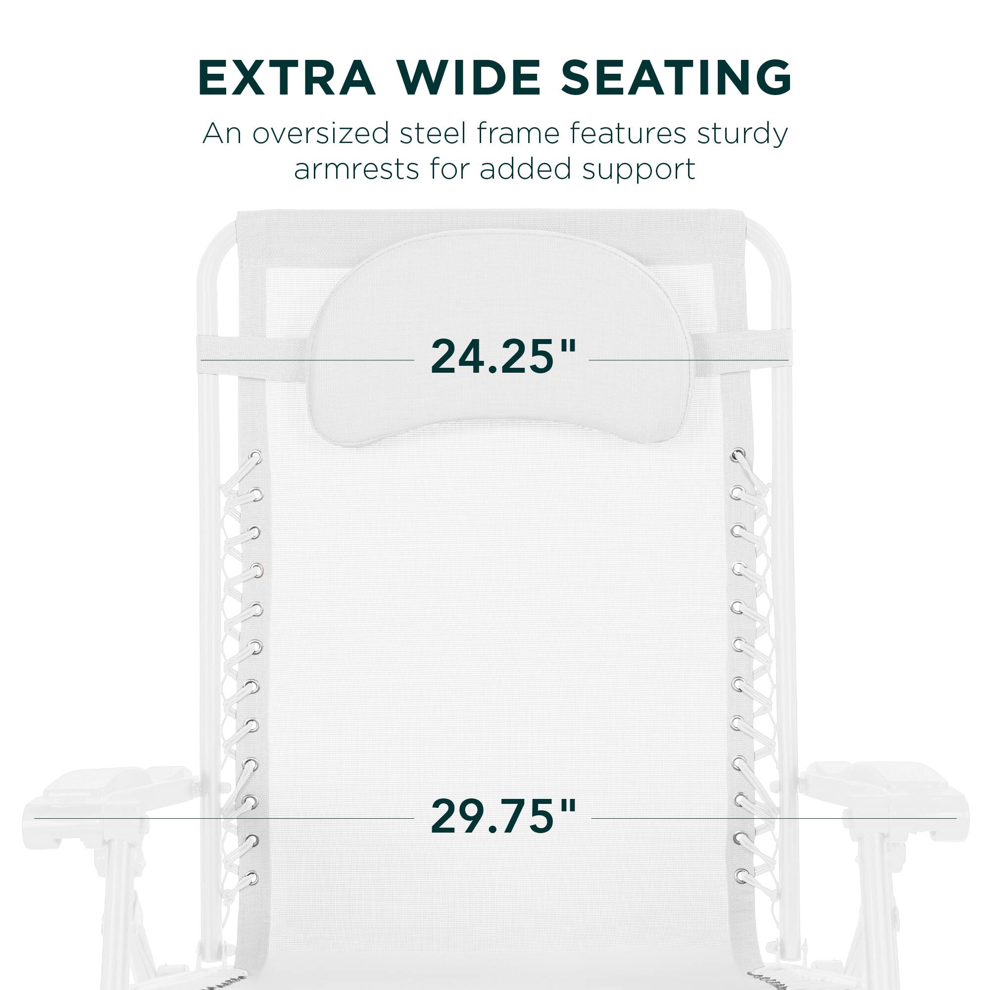 EXTRA WIDE SEATING

An oversized steel frame features sturdy armrests for added support

24.25" 29.75"