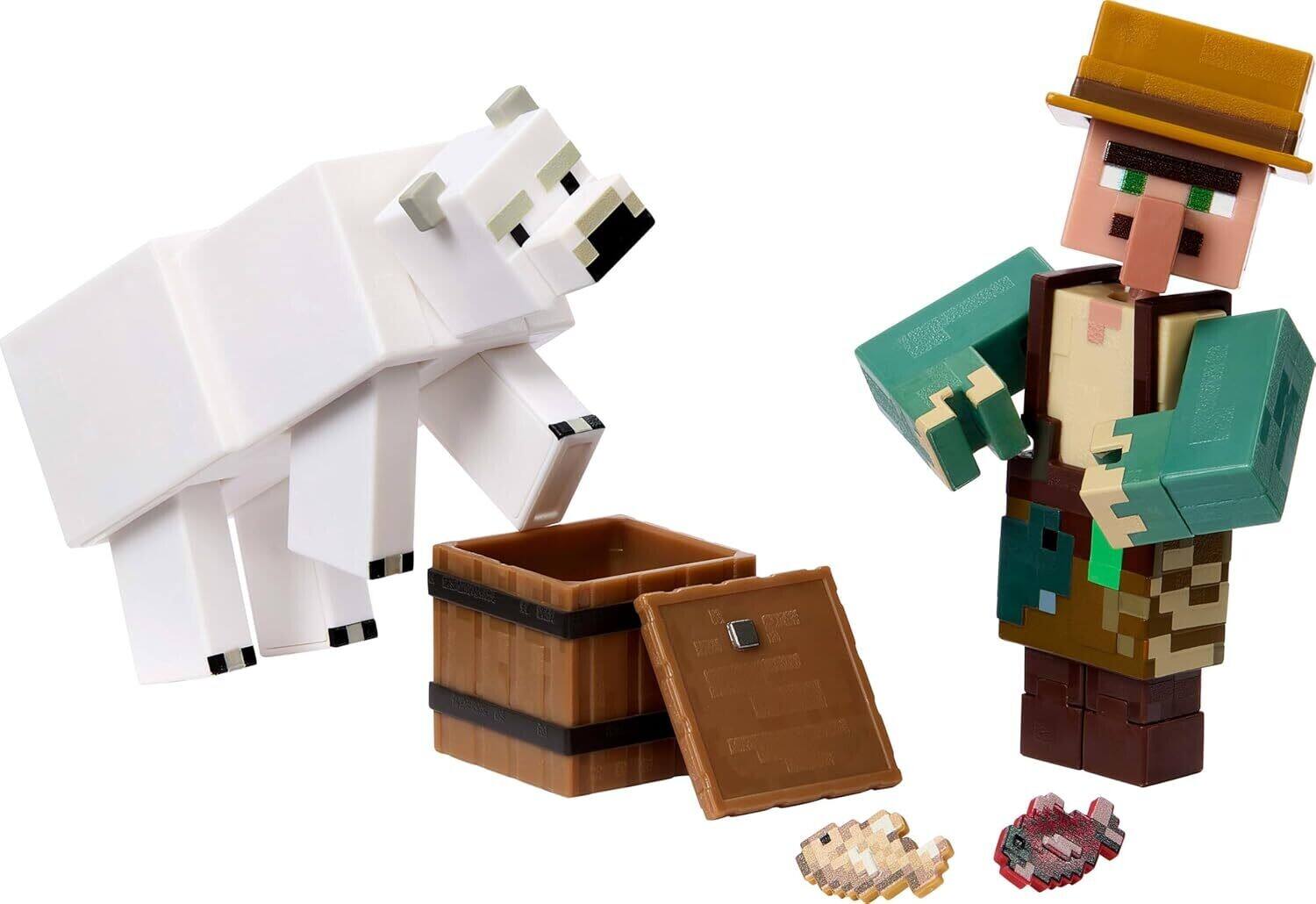 Alt View 1. Mattel - Mattel - Minecraft 3.25'' Fisherman and Polar Bear Figure, 2-Pack   - Collectibles - Multicolor.